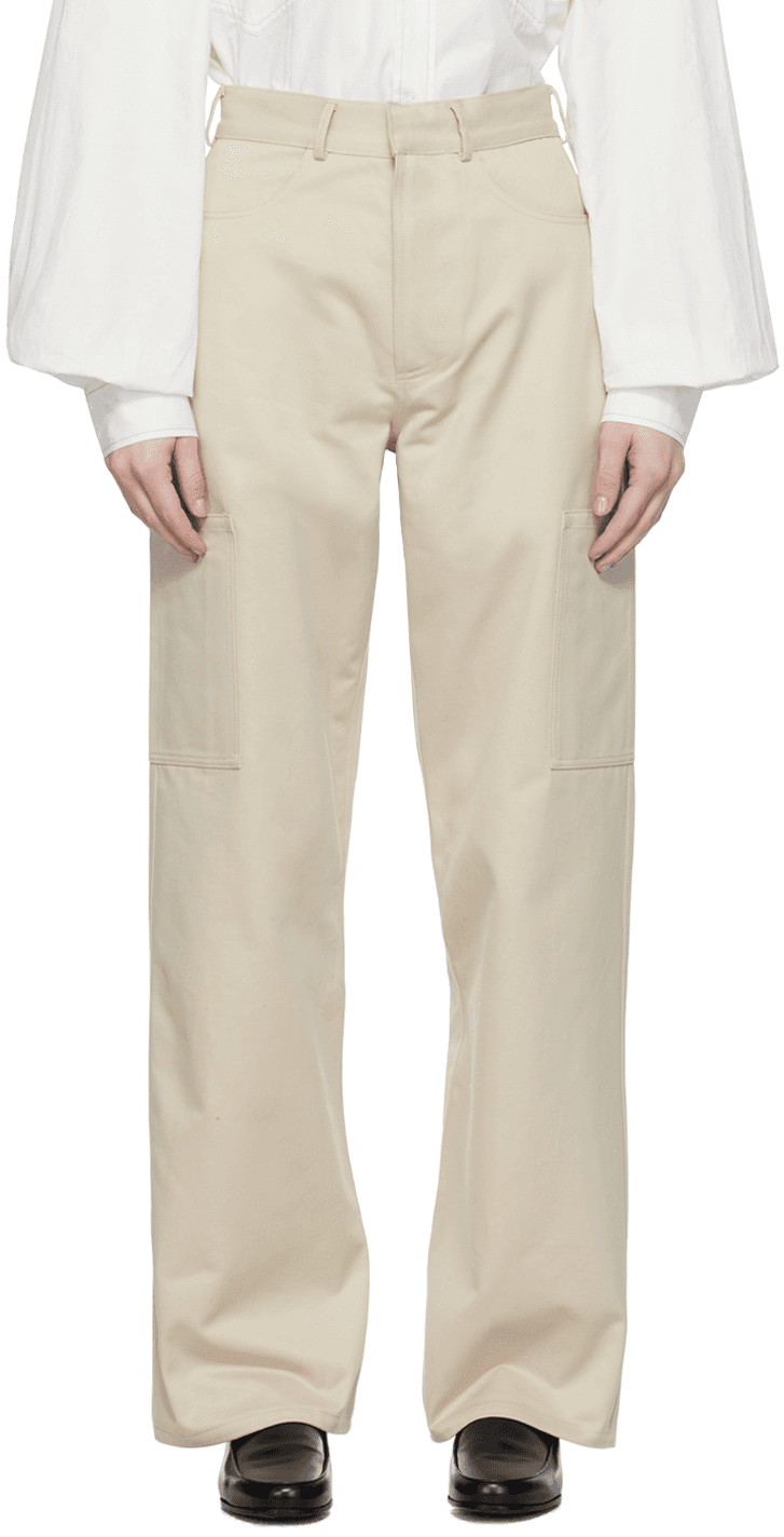 Beige Patch Pocket Trousers - Image 1