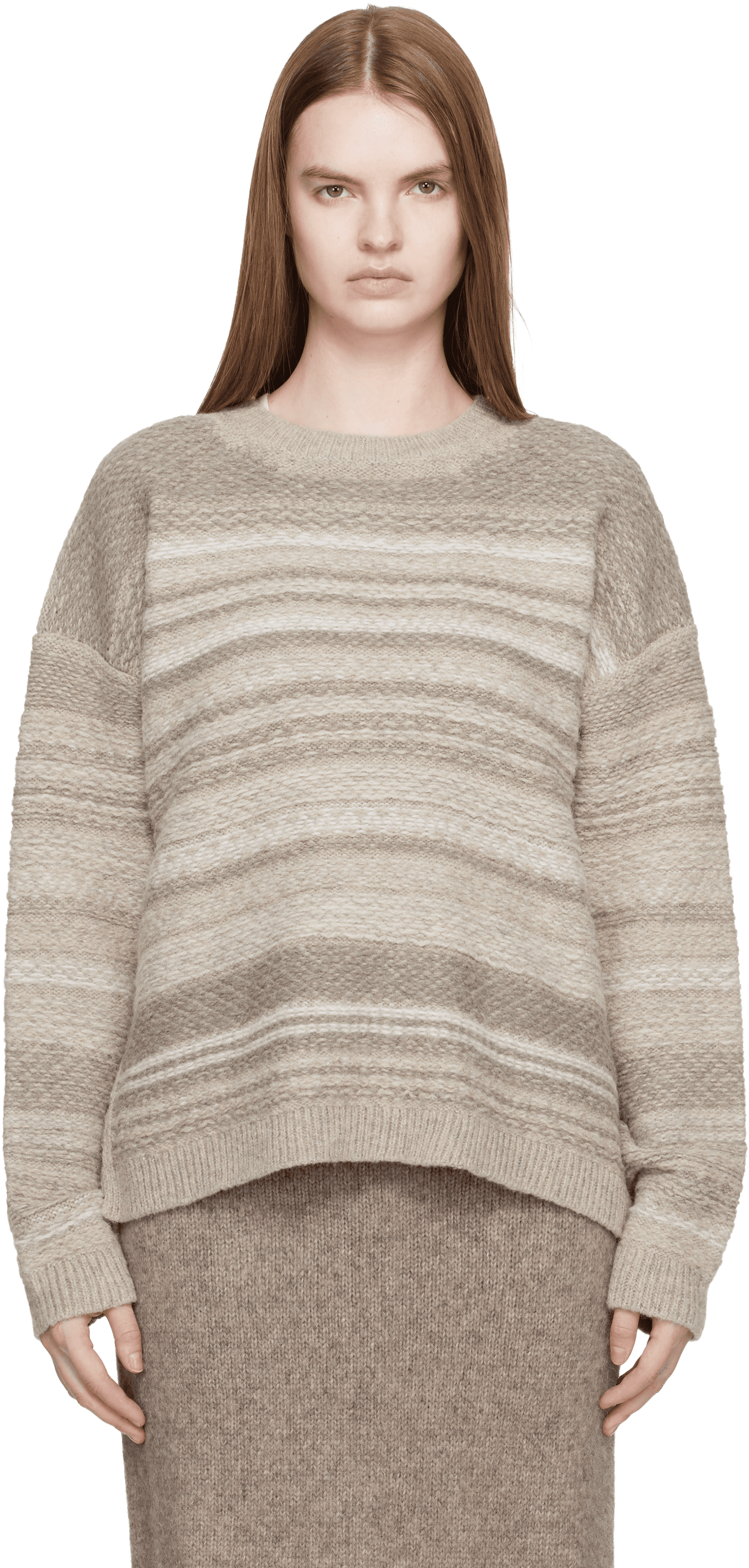 SSENSE Exclusive Gray Jacquard Crewneck Sweater - Image 1