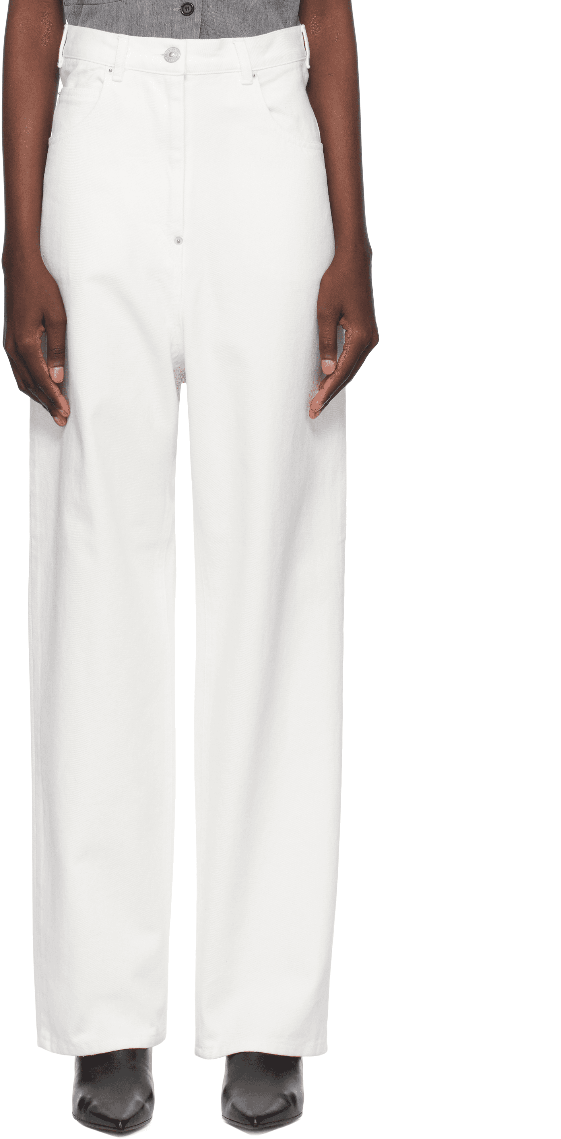 White Panty Cutout Jeans - Image 1