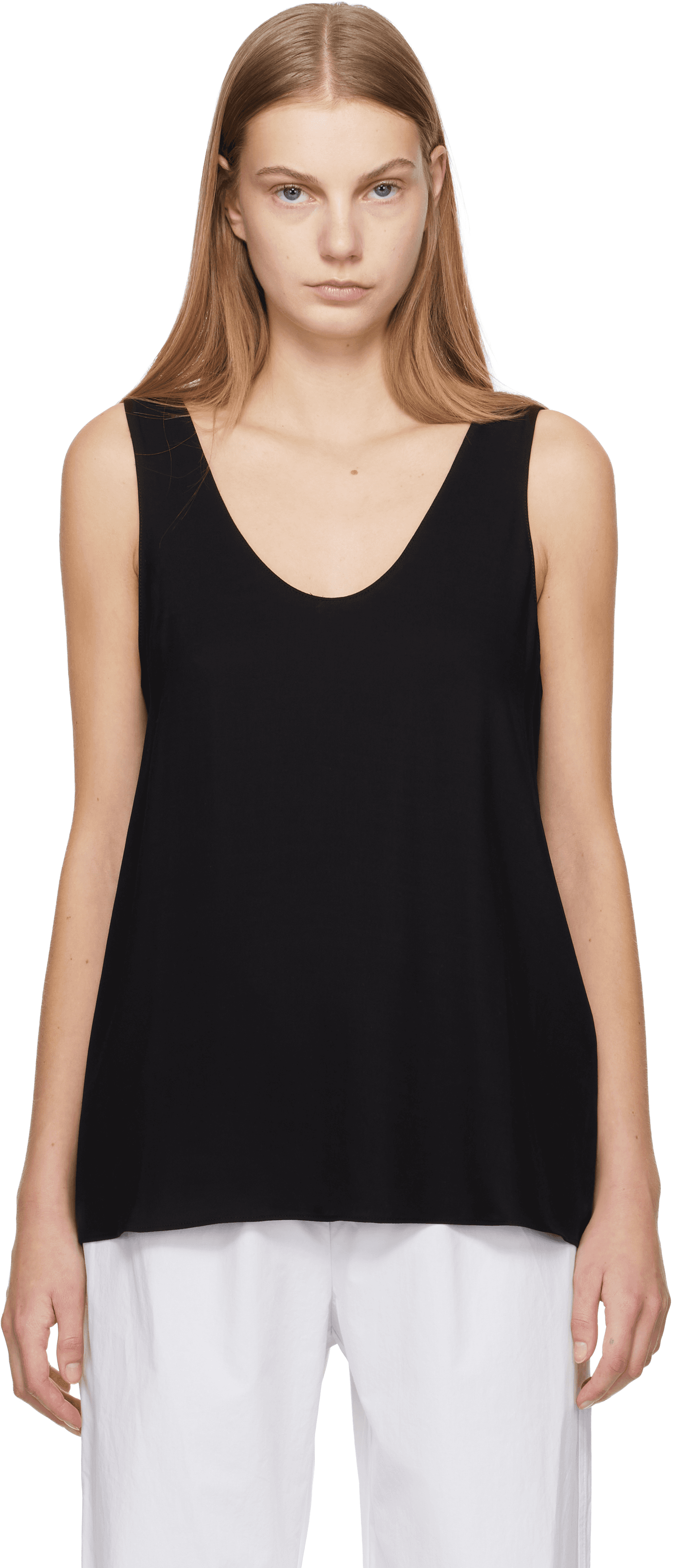 Black Fluid Scoop Tank Top - Image 1