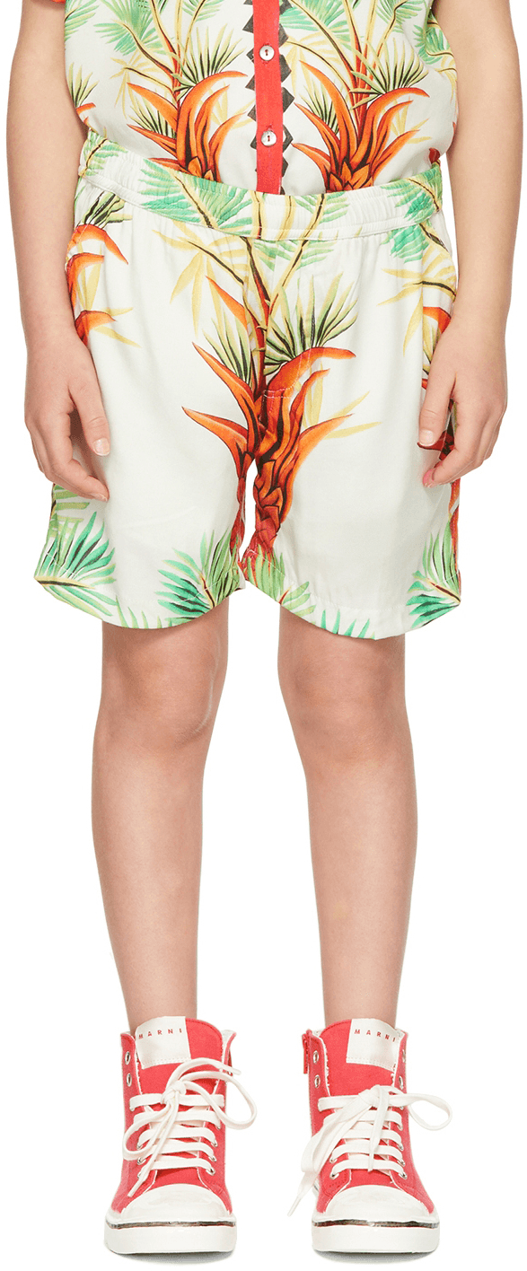 SSENSE Exclusive Kids Off-White Date Palm Shorts - Image 1