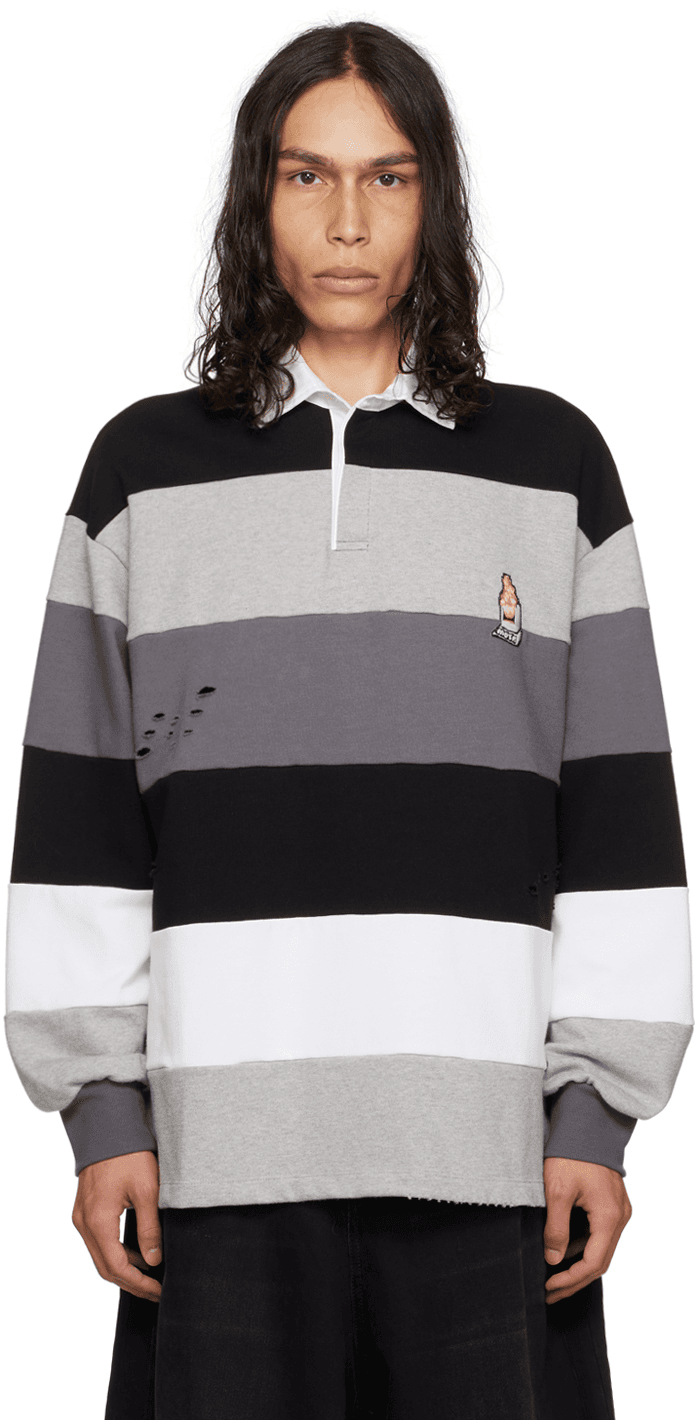 Gray Distressed Long Sleeve T-Shirt - Image 1