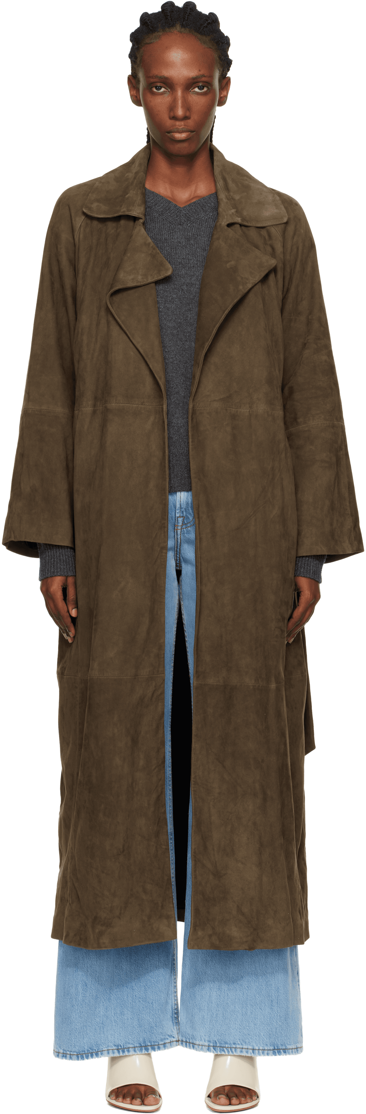 Green Althea Belted Suede Coat - Image 1