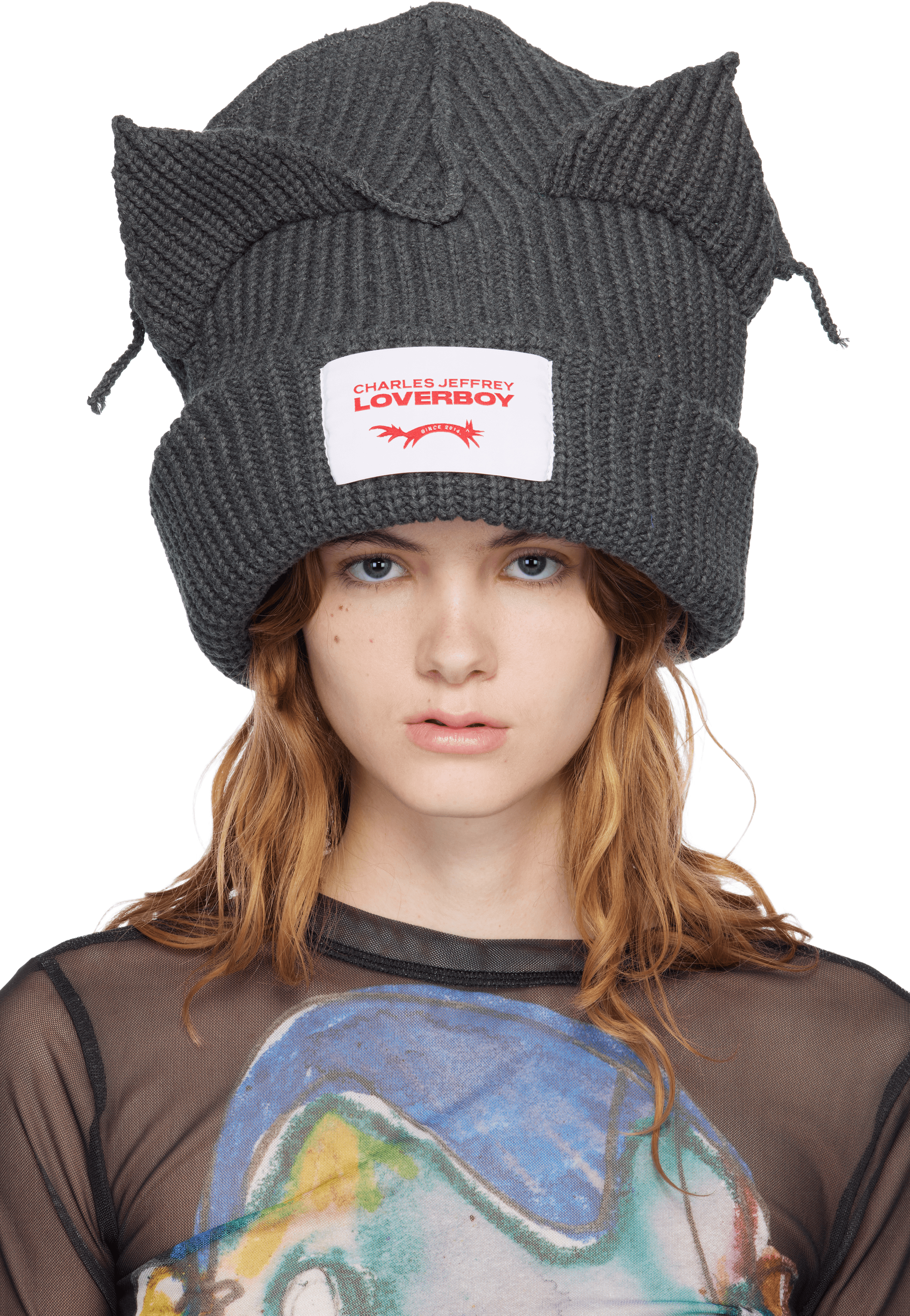Gray Supersized Chunky Ears Beanie - Image 1