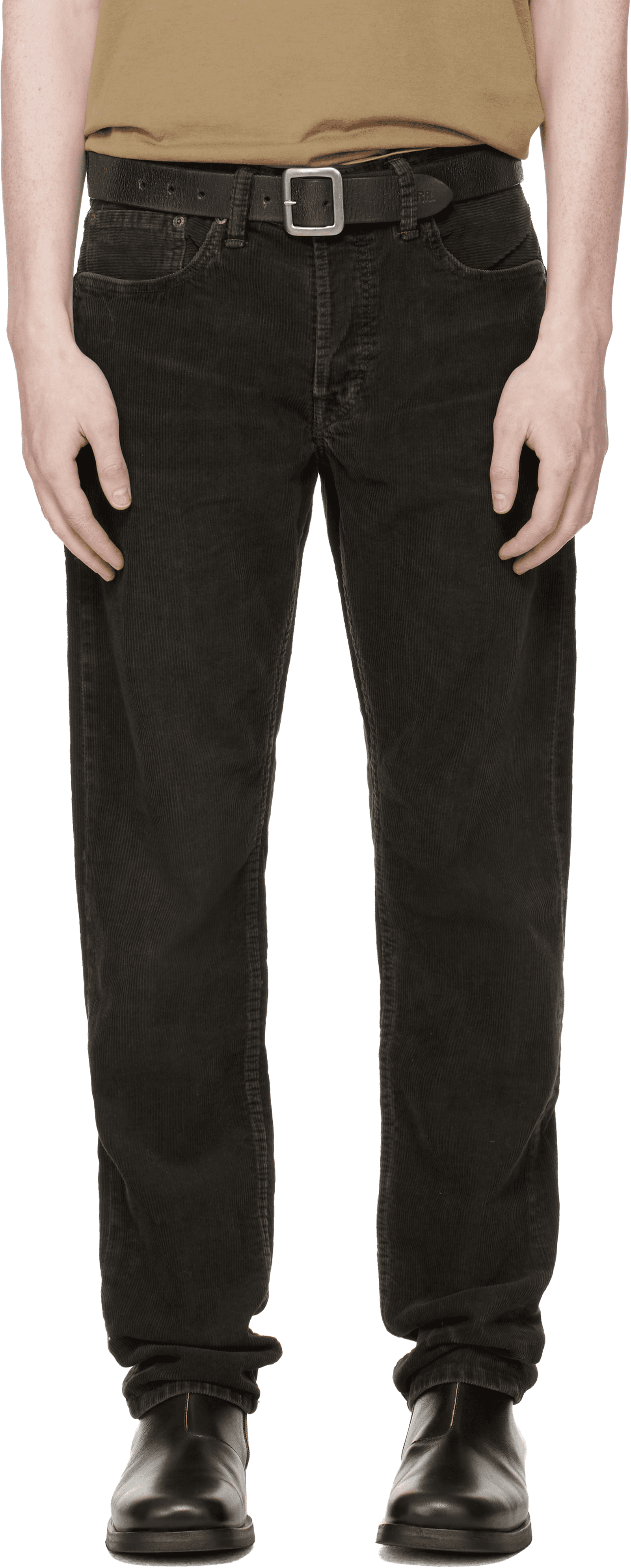 Black Slim Fit Corduroy Trousers - Image 1