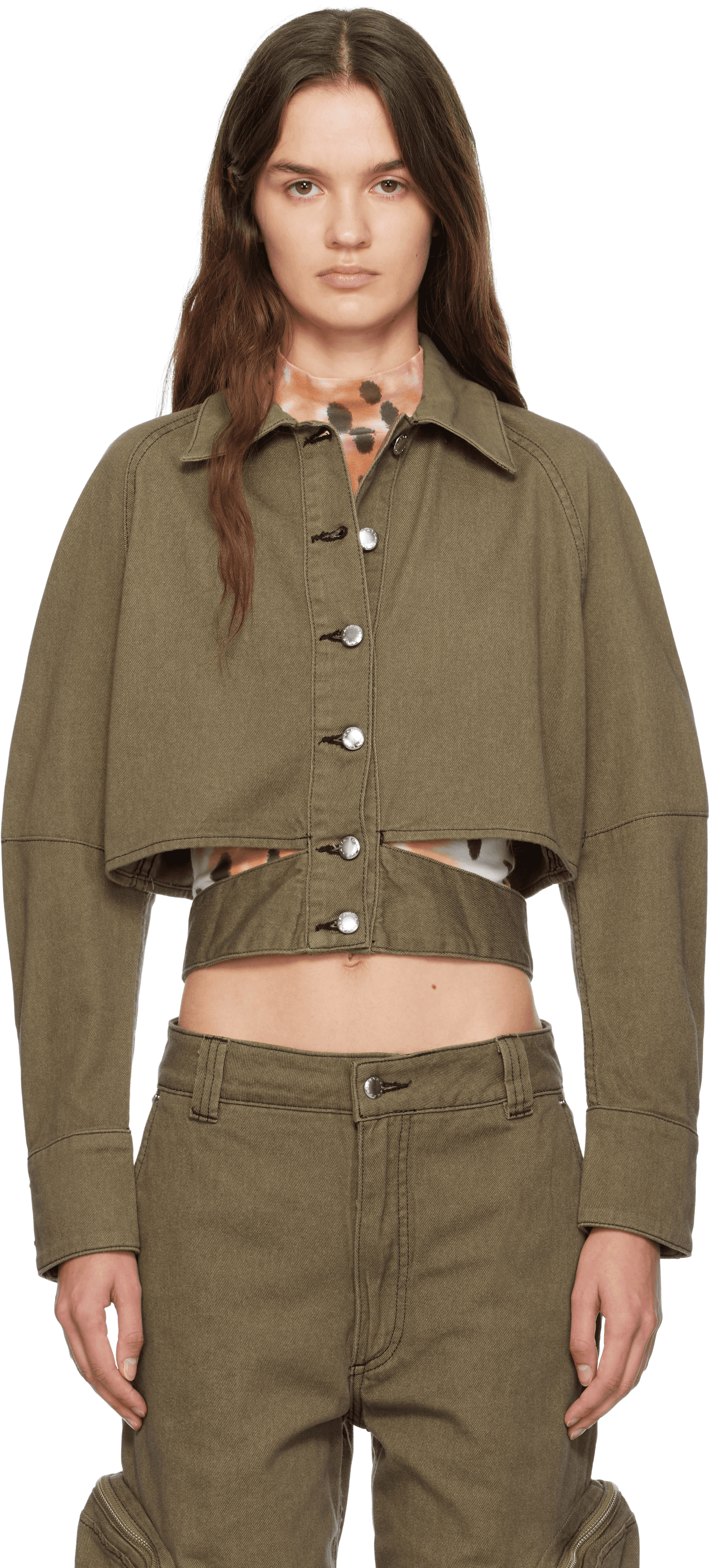 Khaki Ellipse Denim Jacket - Image 1
