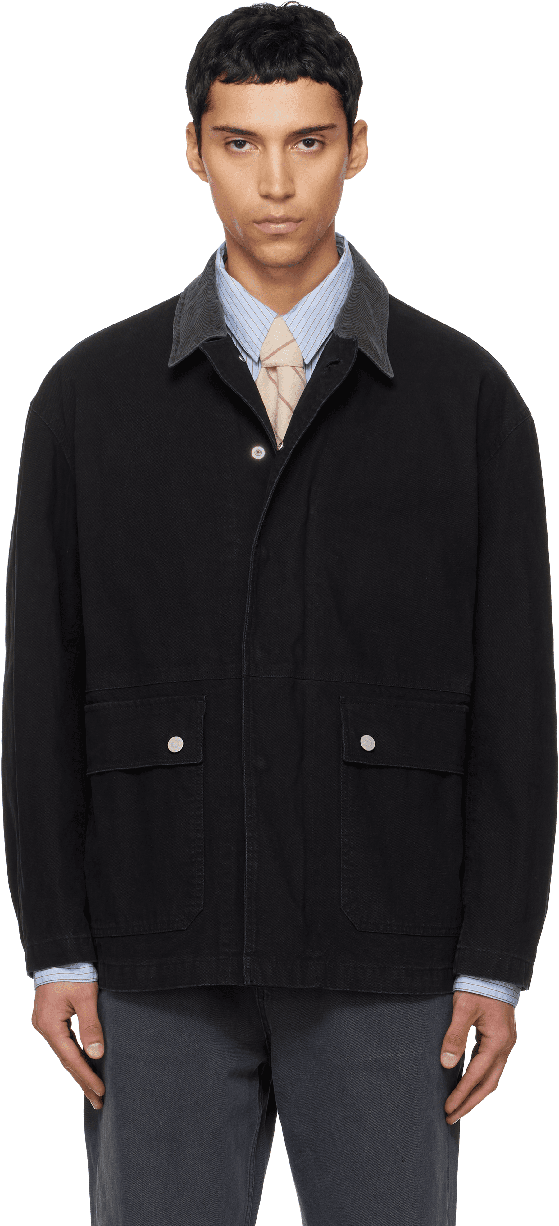 Black Garment Washed Barn Jacket - Image 1