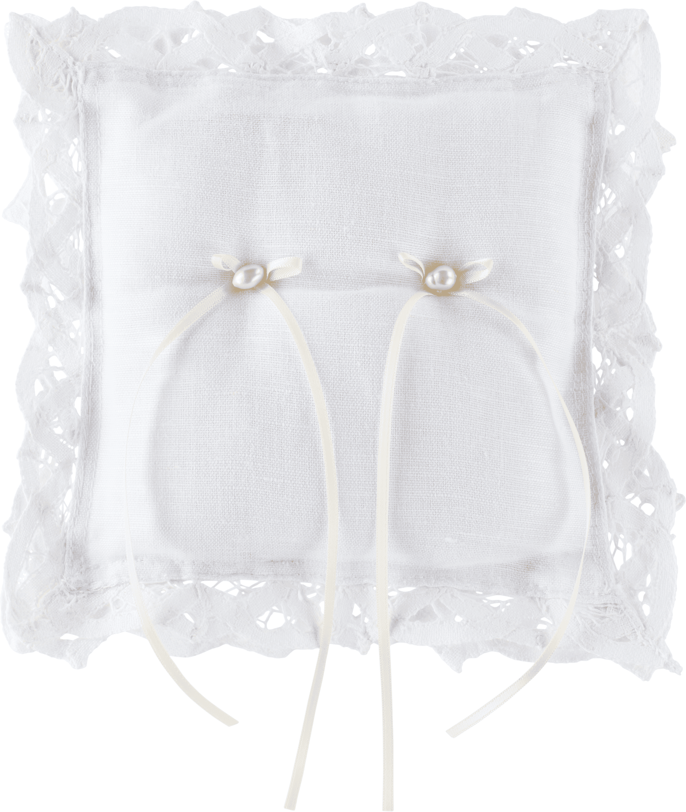White Battenburg Lace Ring Pillow - Image 1