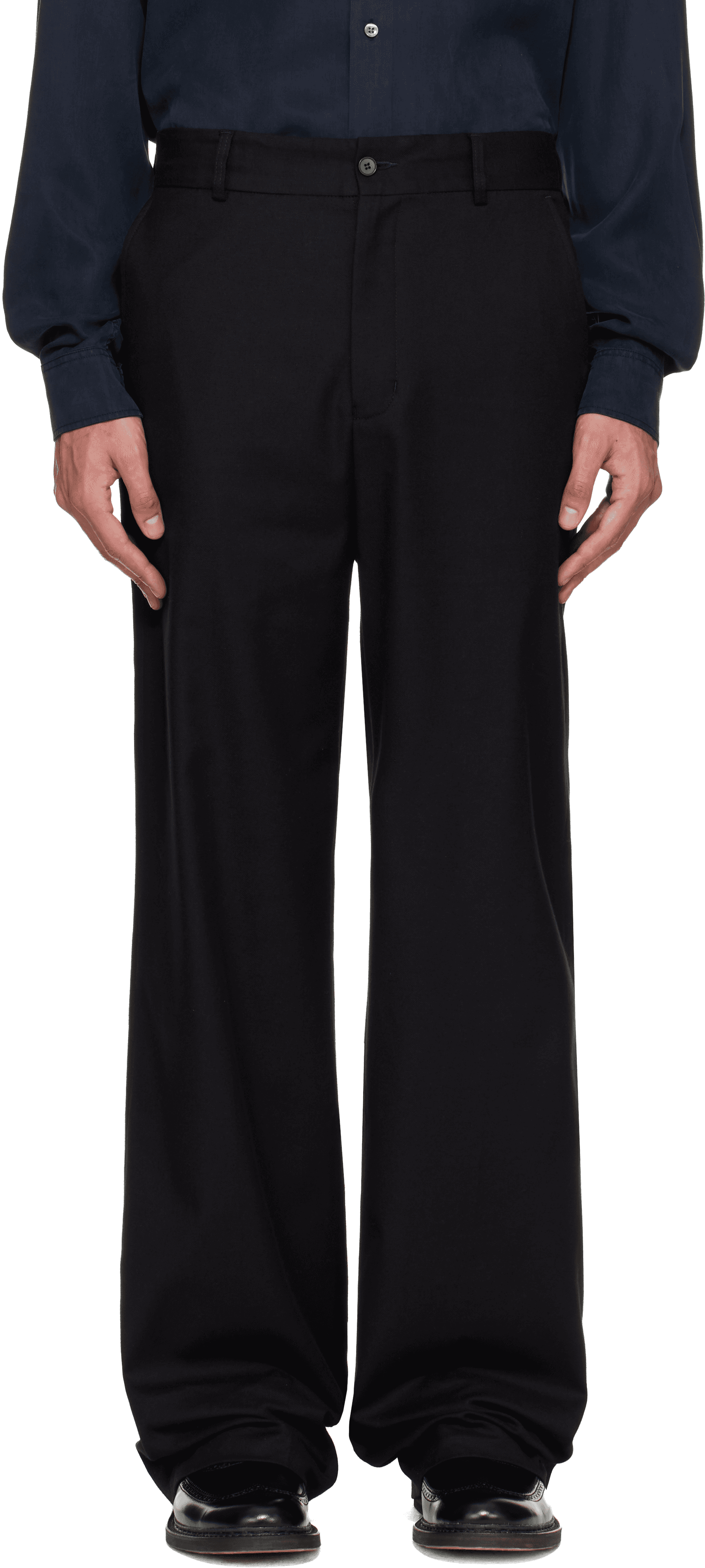 Black Straight-Fit Trousers - Image 1