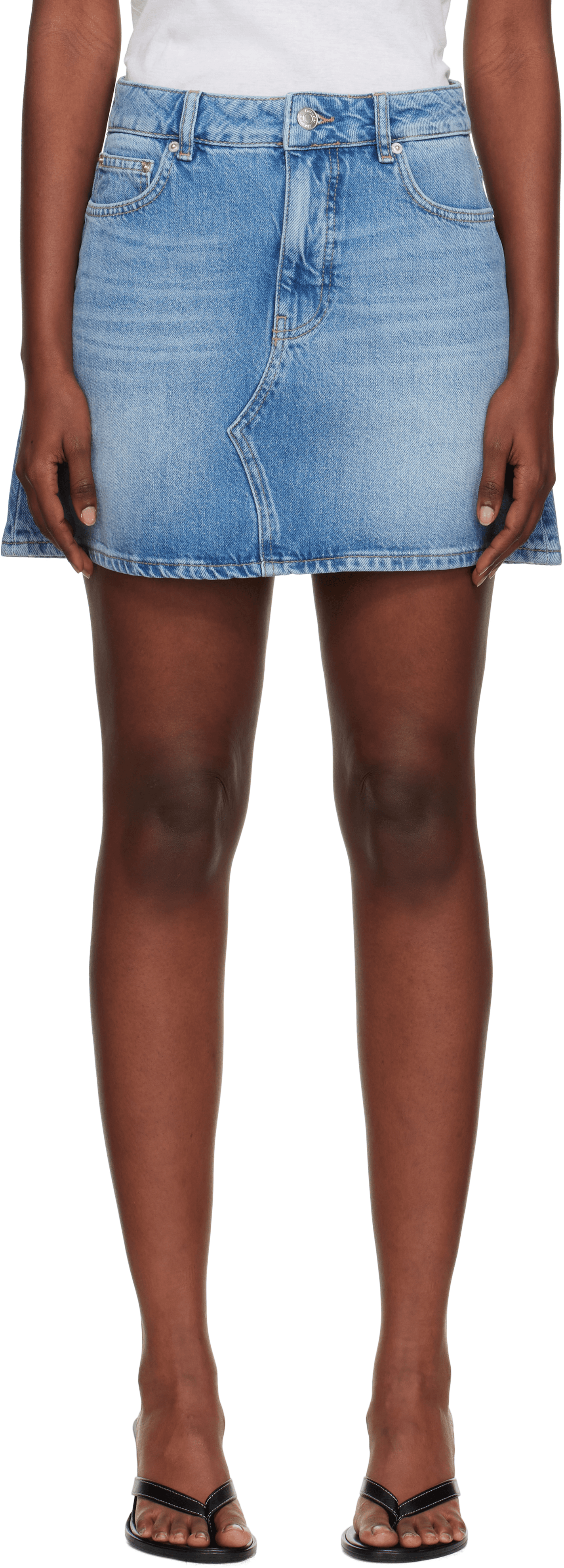 Blue A-Line Denim Miniskirt - Image 1