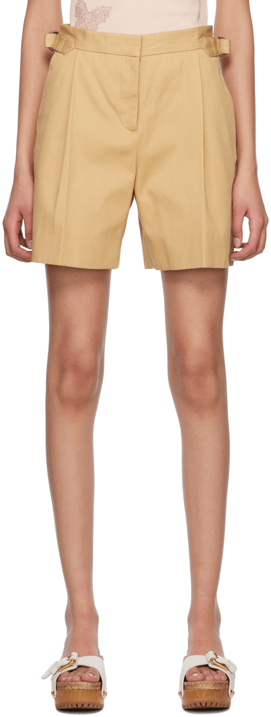 Beige Pleated Shorts - Image 1
