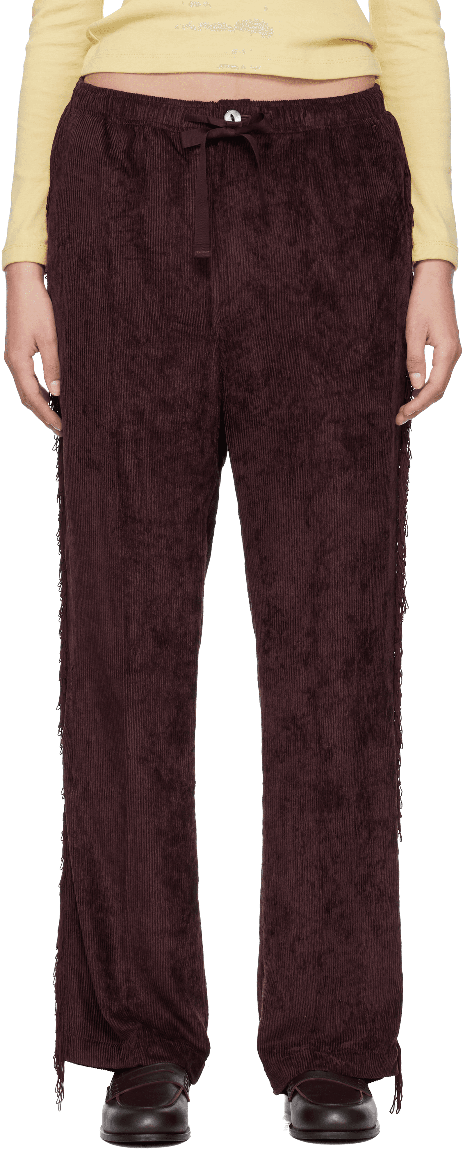 Burgundy Fringe String Lounge Pants - Image 1