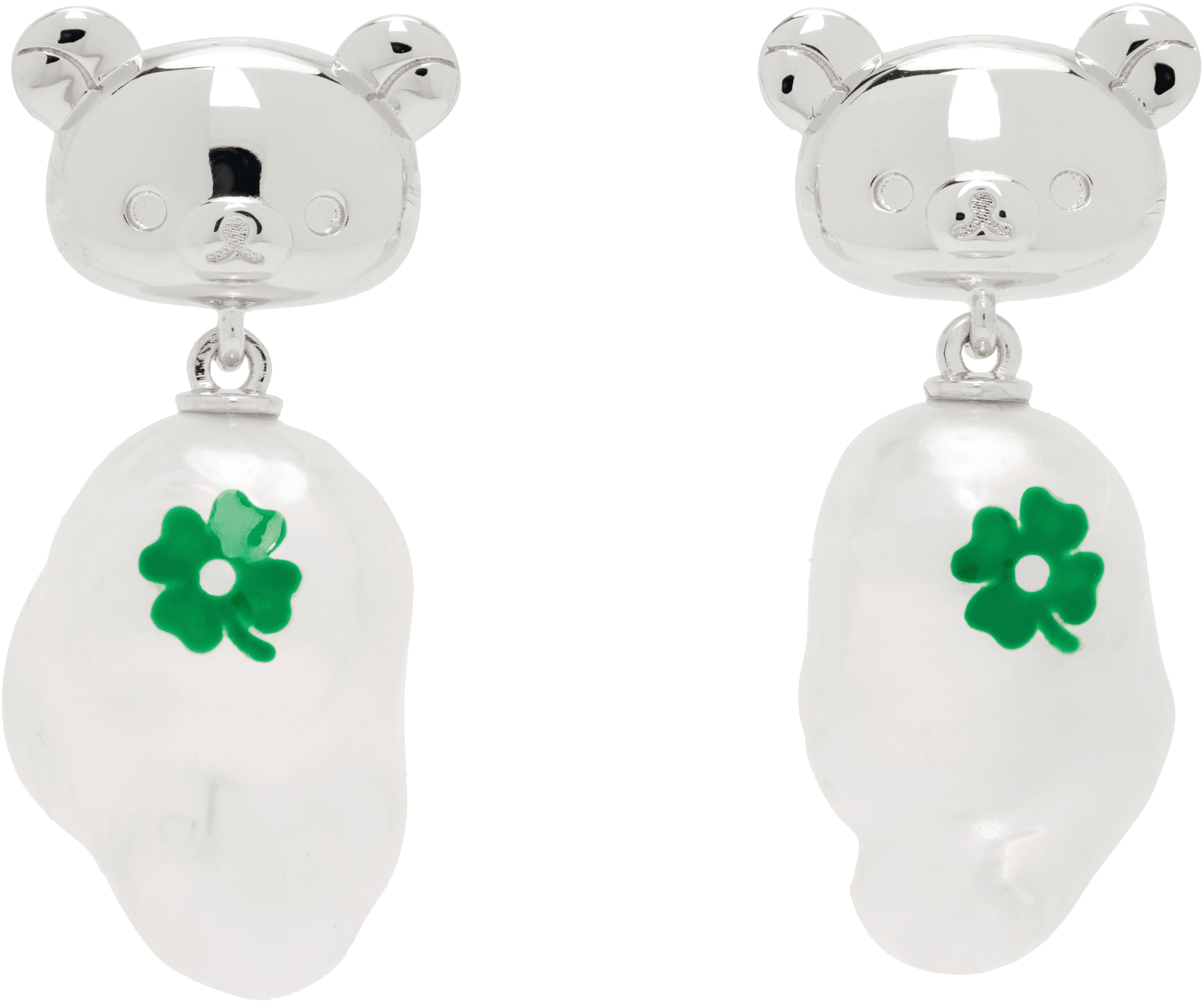 Rilakkuma Edition Clover Baroque Pearl Earrings - Image 1