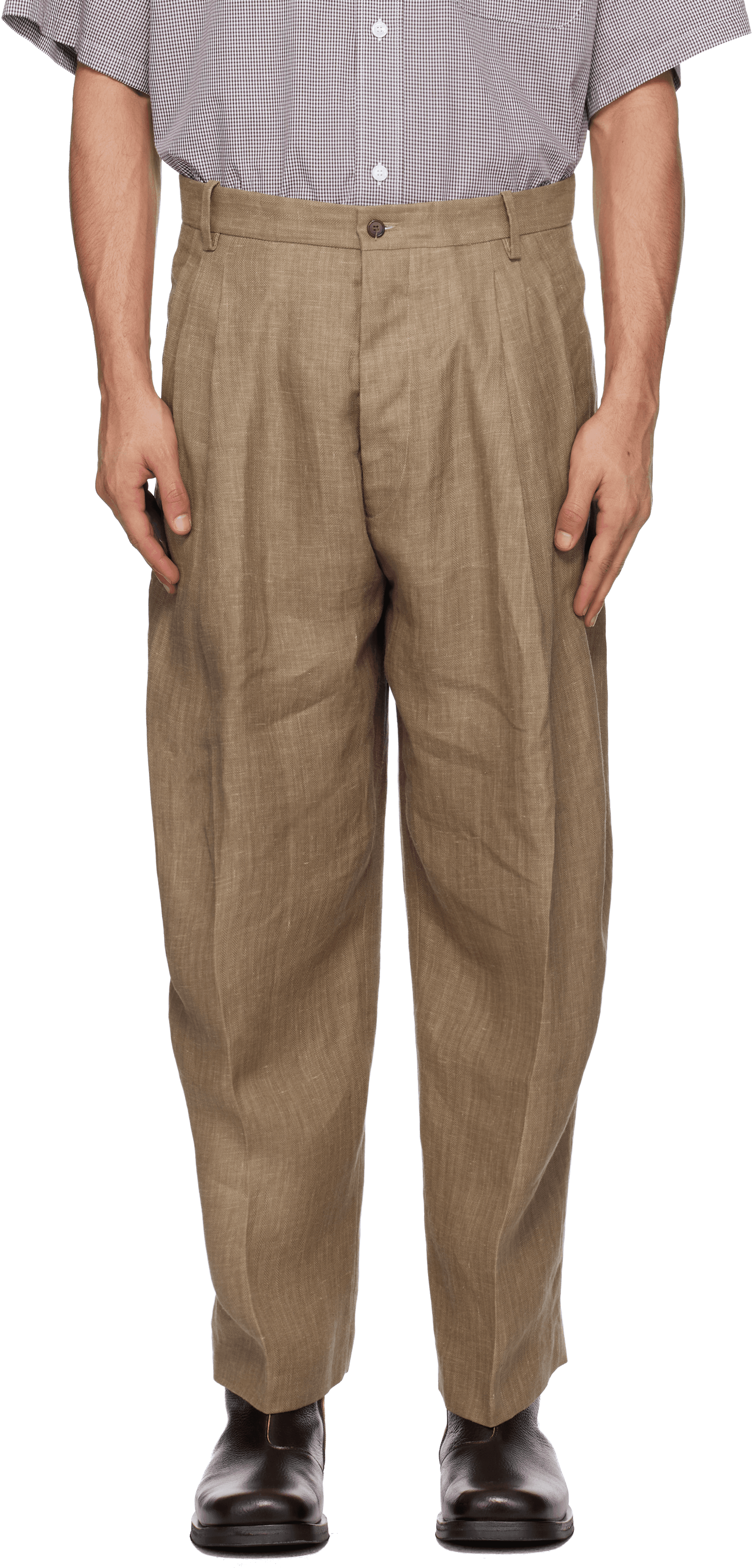 Brown Linen Trousers - Image 1