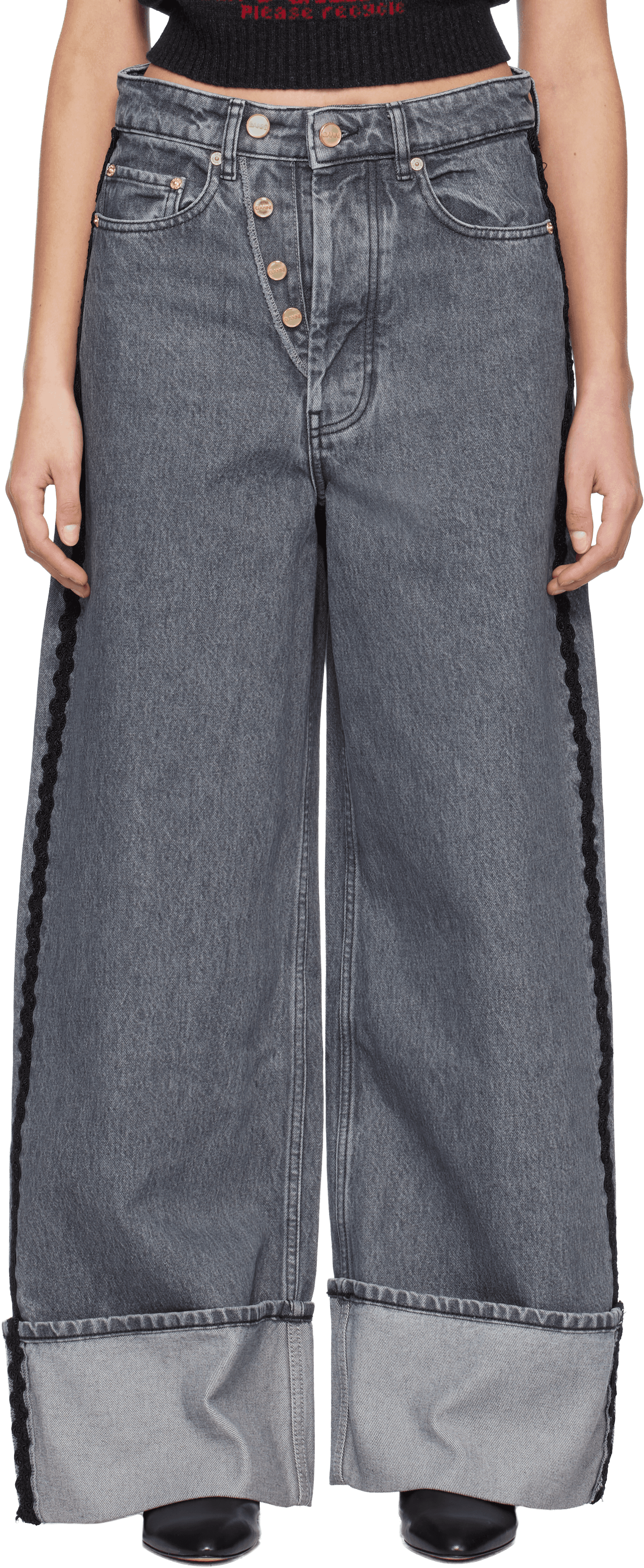 Gray Double Fly Baggy Jeans - Image 1