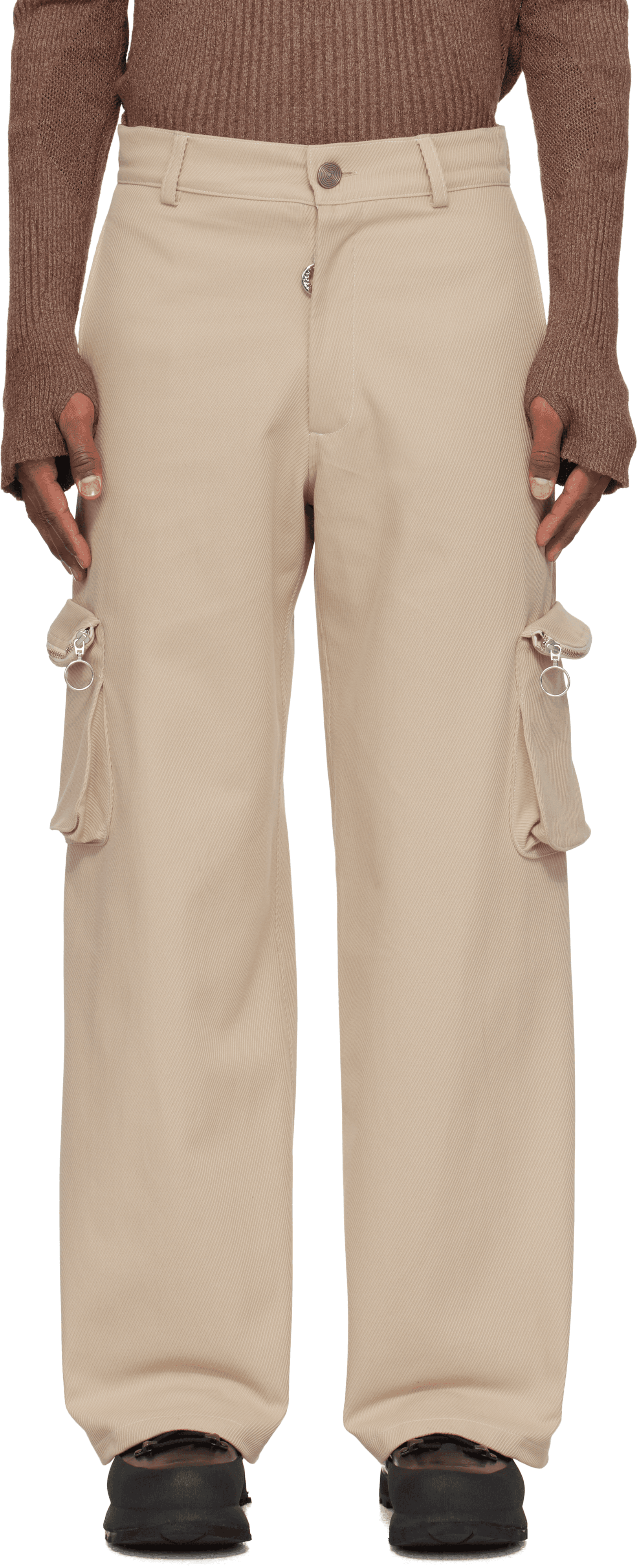 Beige Multi Pocket Cargo Pants - Image 1