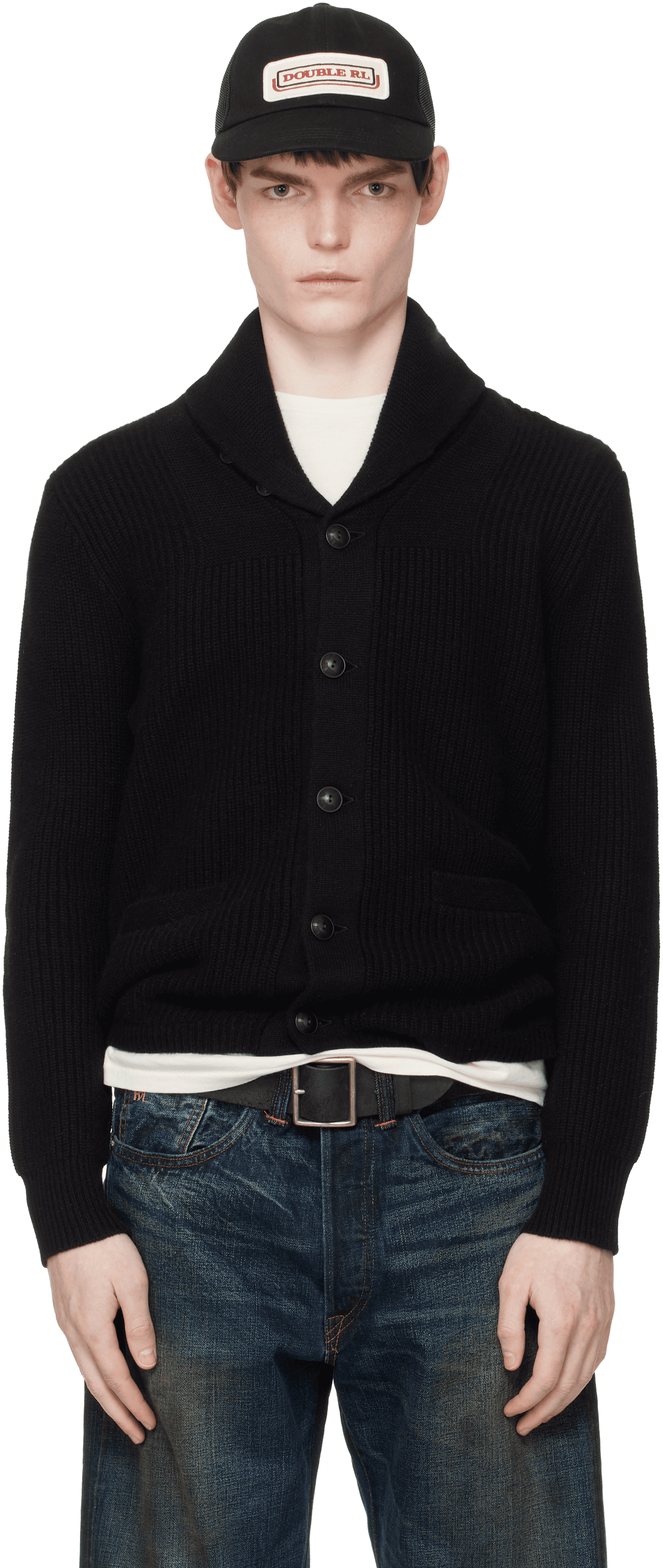 Black Cashmere Shawl-Collar Cardigan - Image 1
