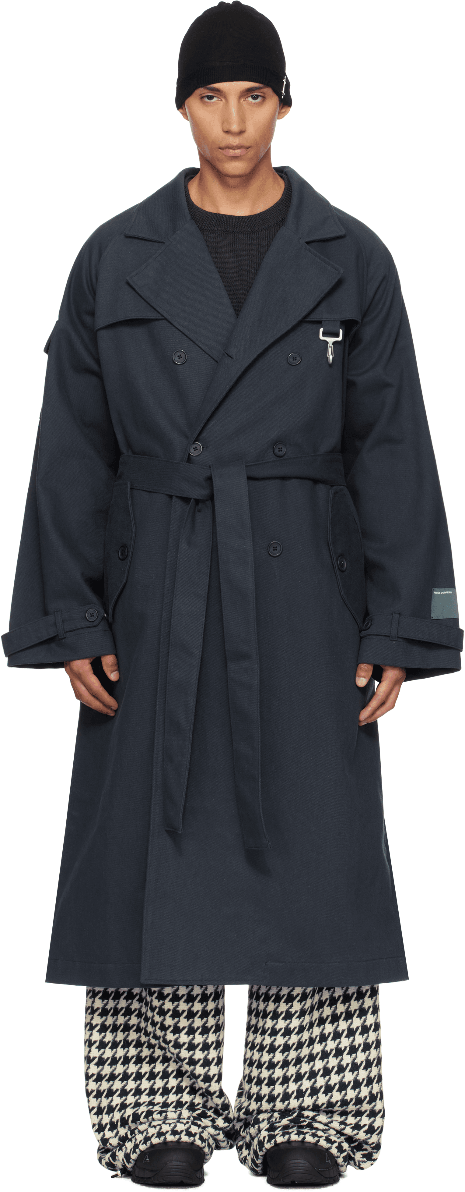 Navy Cotton Twill Double Breasted Trench Coat - Image 1