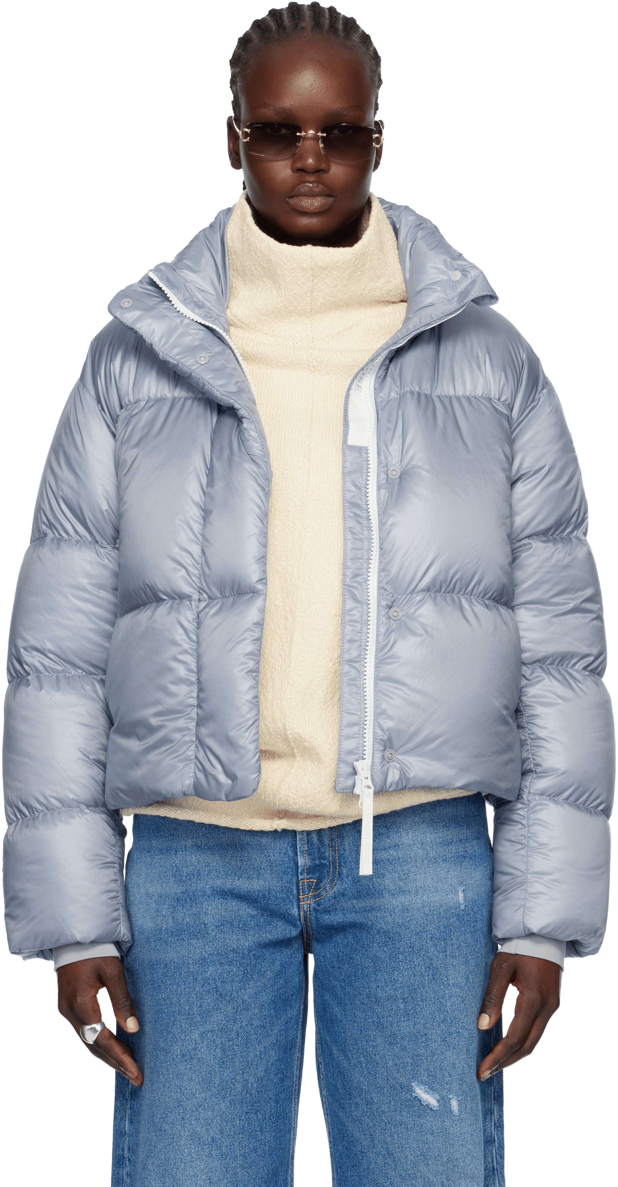 Blue 'White Label' Cypress Cropped Down Jacket - Image 1