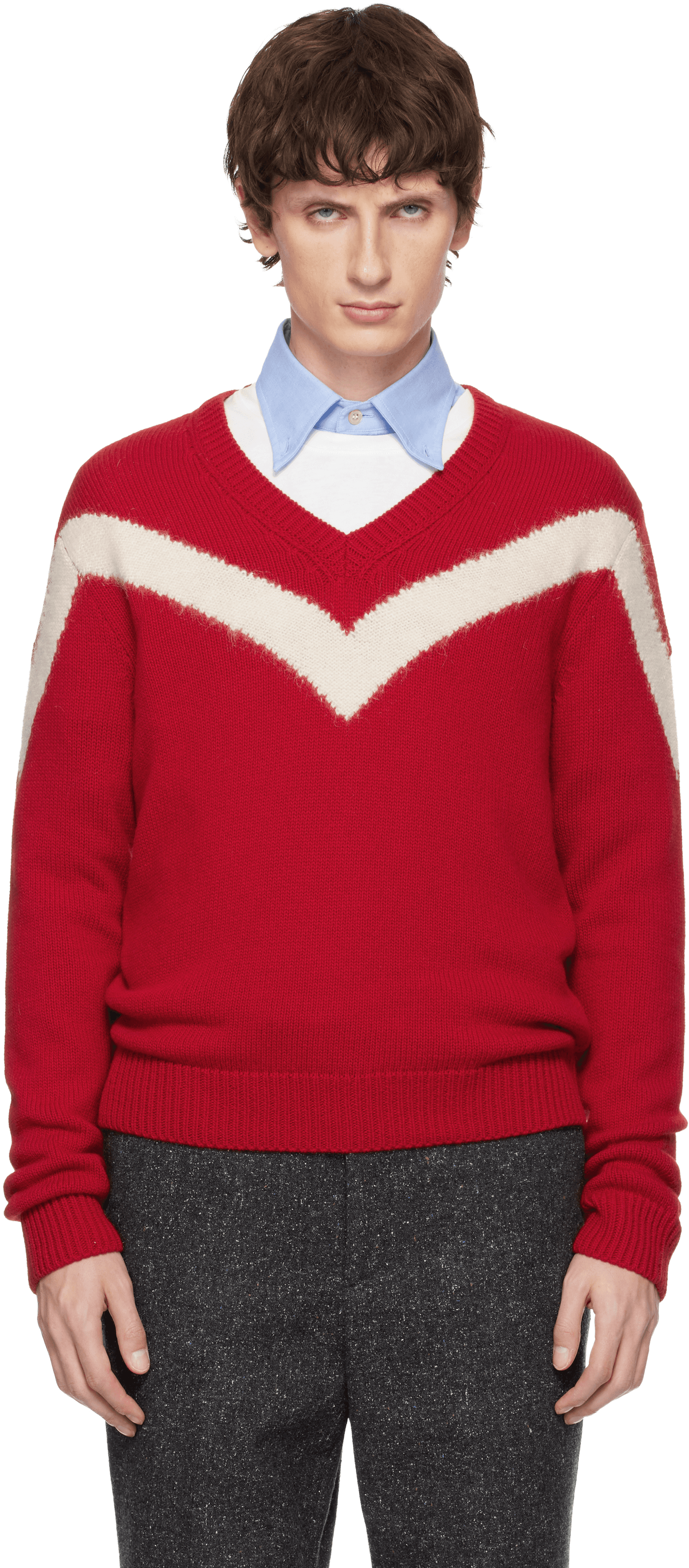 Red Wool VLogo Bow Sweater - Image 1