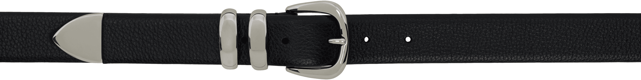 Black Grained Calfskin Hardware Belt - Image 1