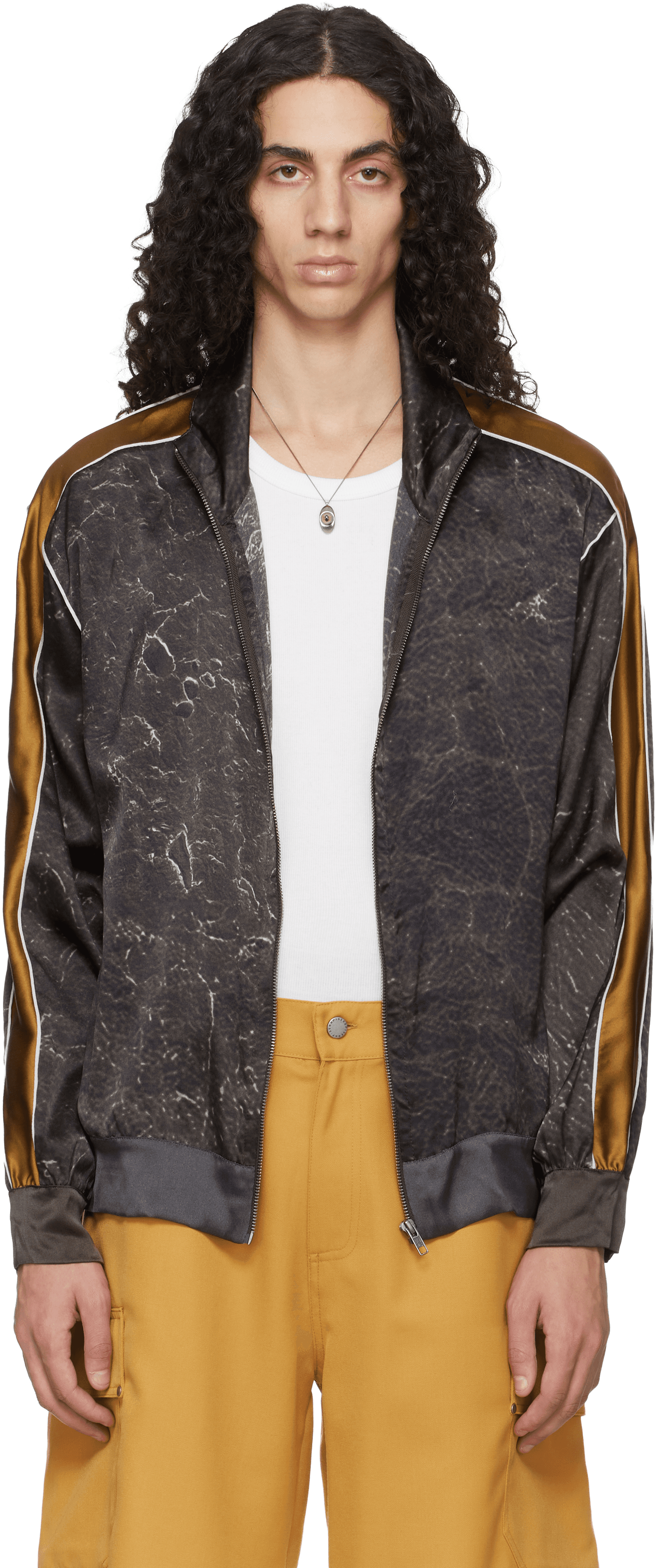 Brown Satin Silk Football Track Jacket - Image 1