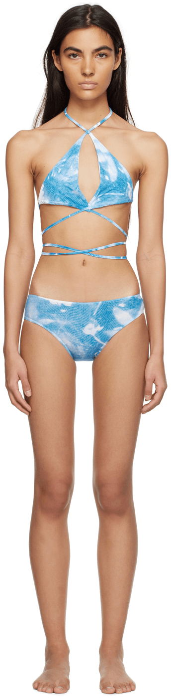 Blue & White Tie Bikini - Image 1