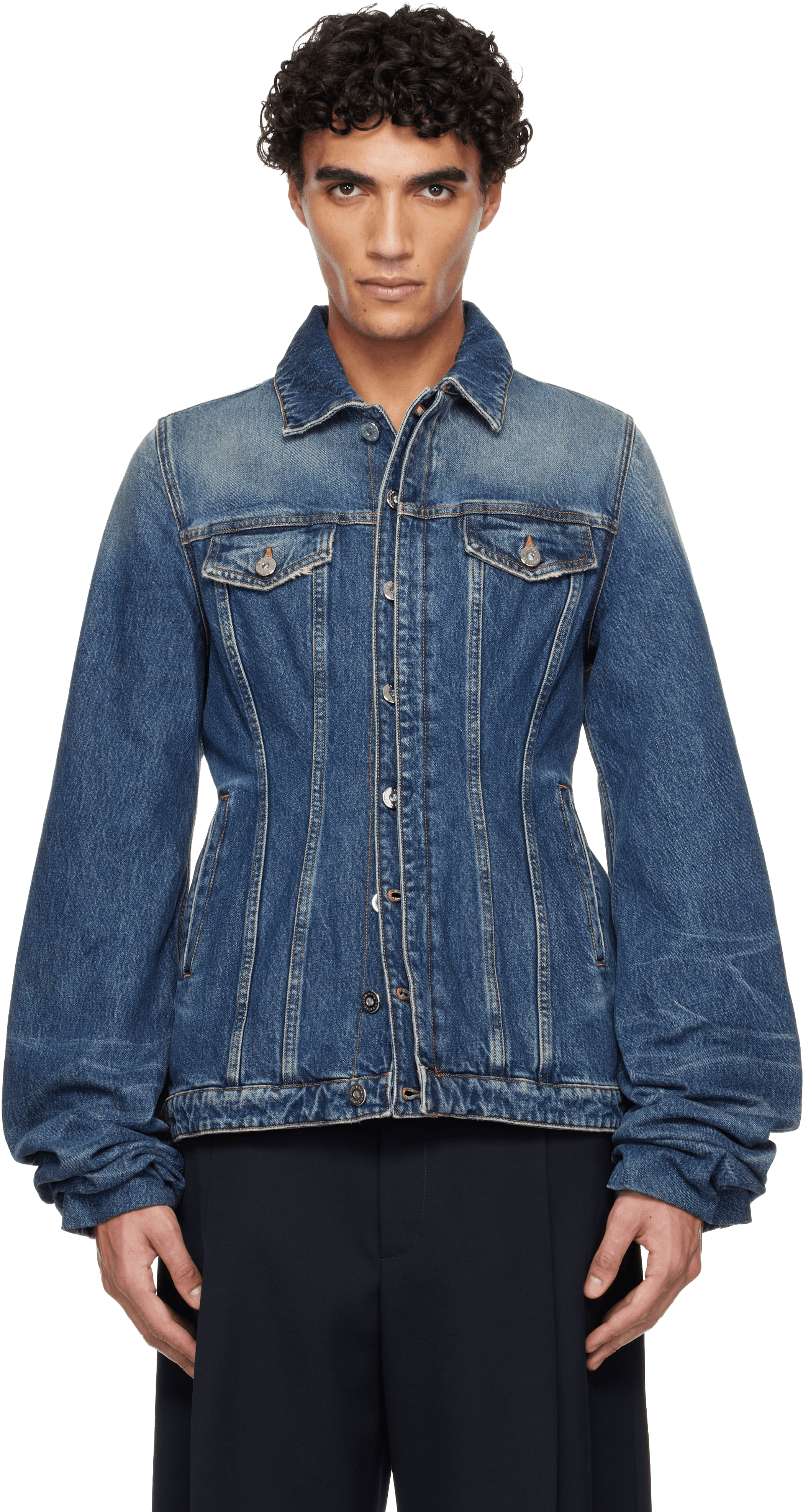 Blue Oversized Sleeves Denim Jacket - Image 1
