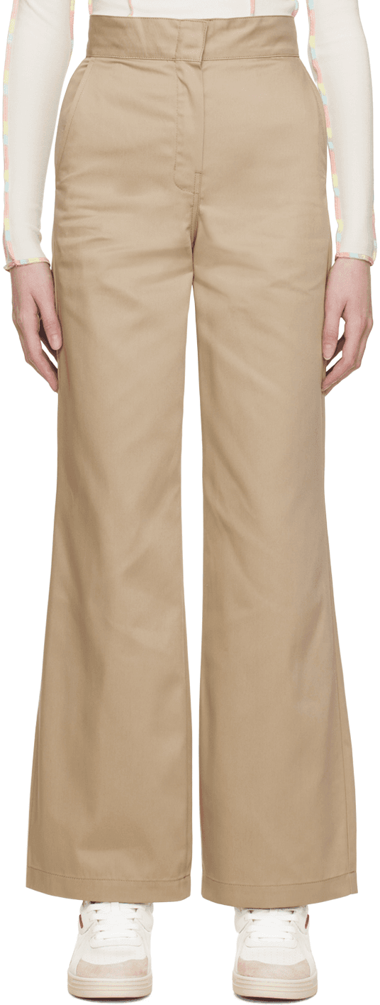 Beige Reversed Waistband Trousers - Image 1