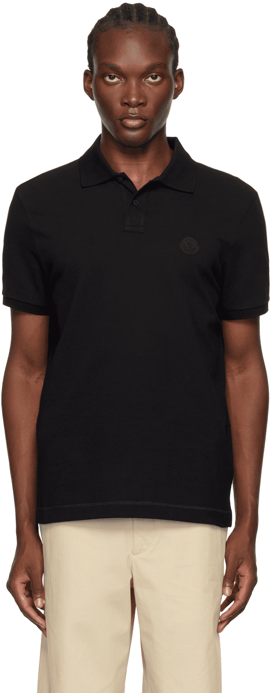 Black Logo Patch Polo - Image 1