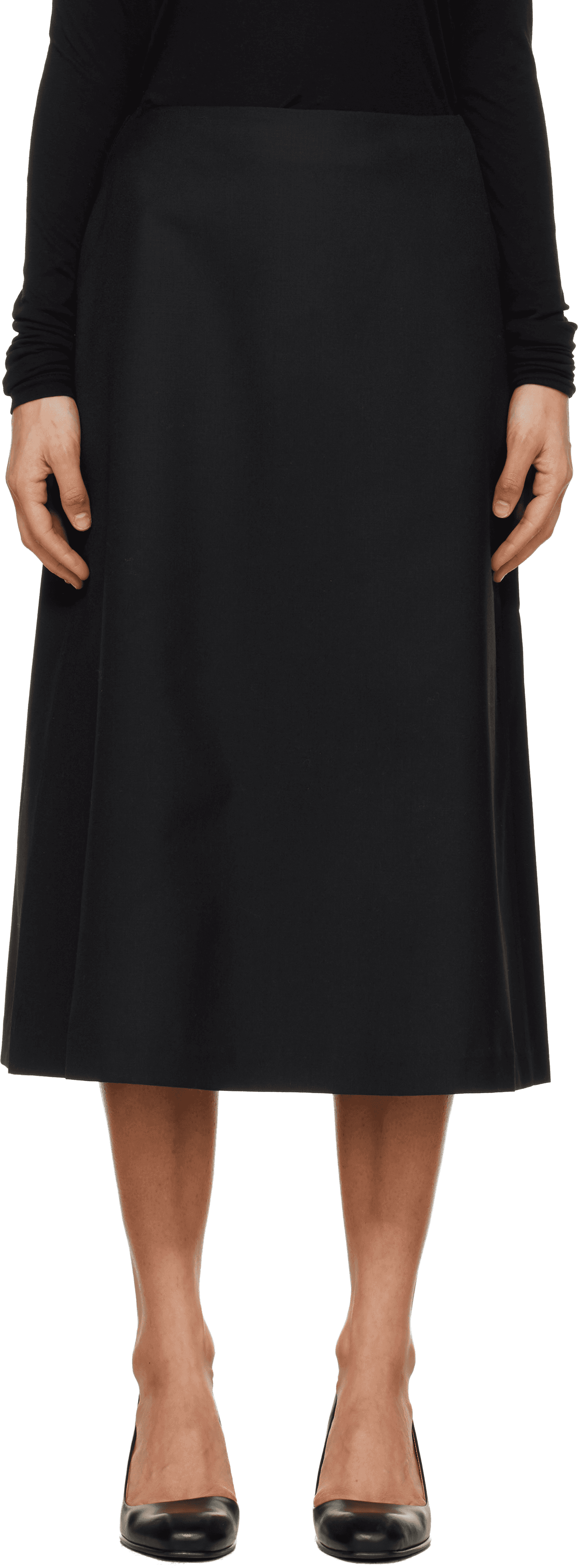 Black Wool Midi Skirt - Image 1