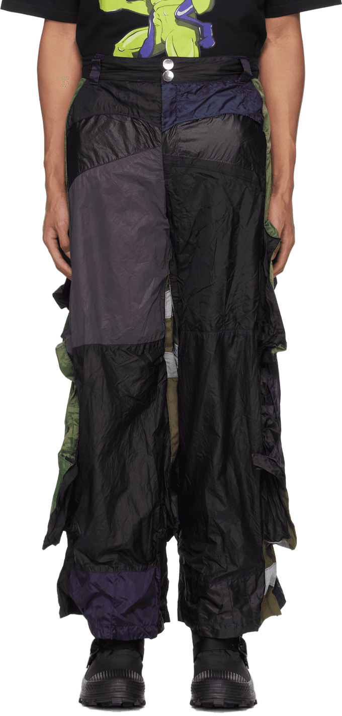 Black & Purple M Cargo Pants - Image 1