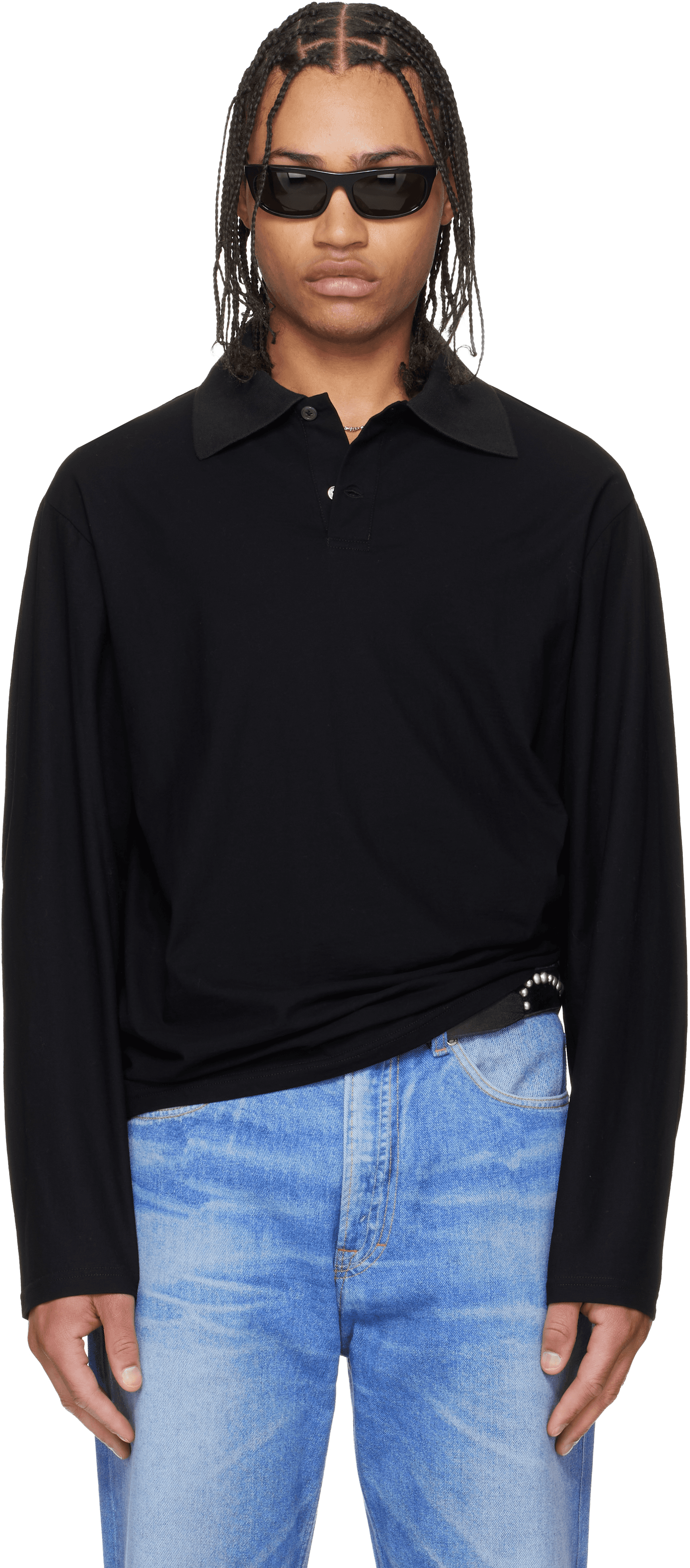 Black Rugby Longsleeve Polo - Image 1