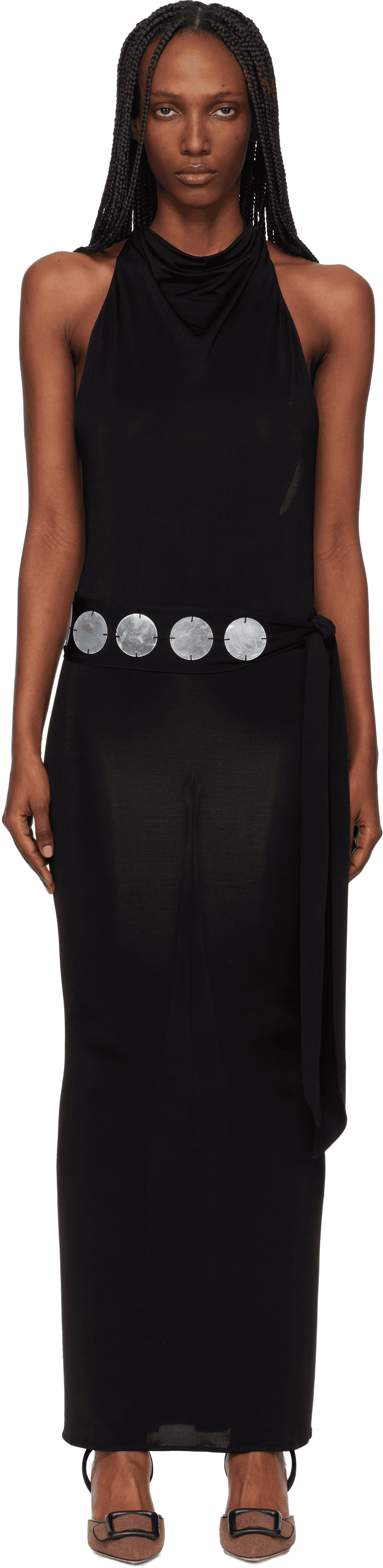 Black Jersey Halter Maxi Dress - Image 1
