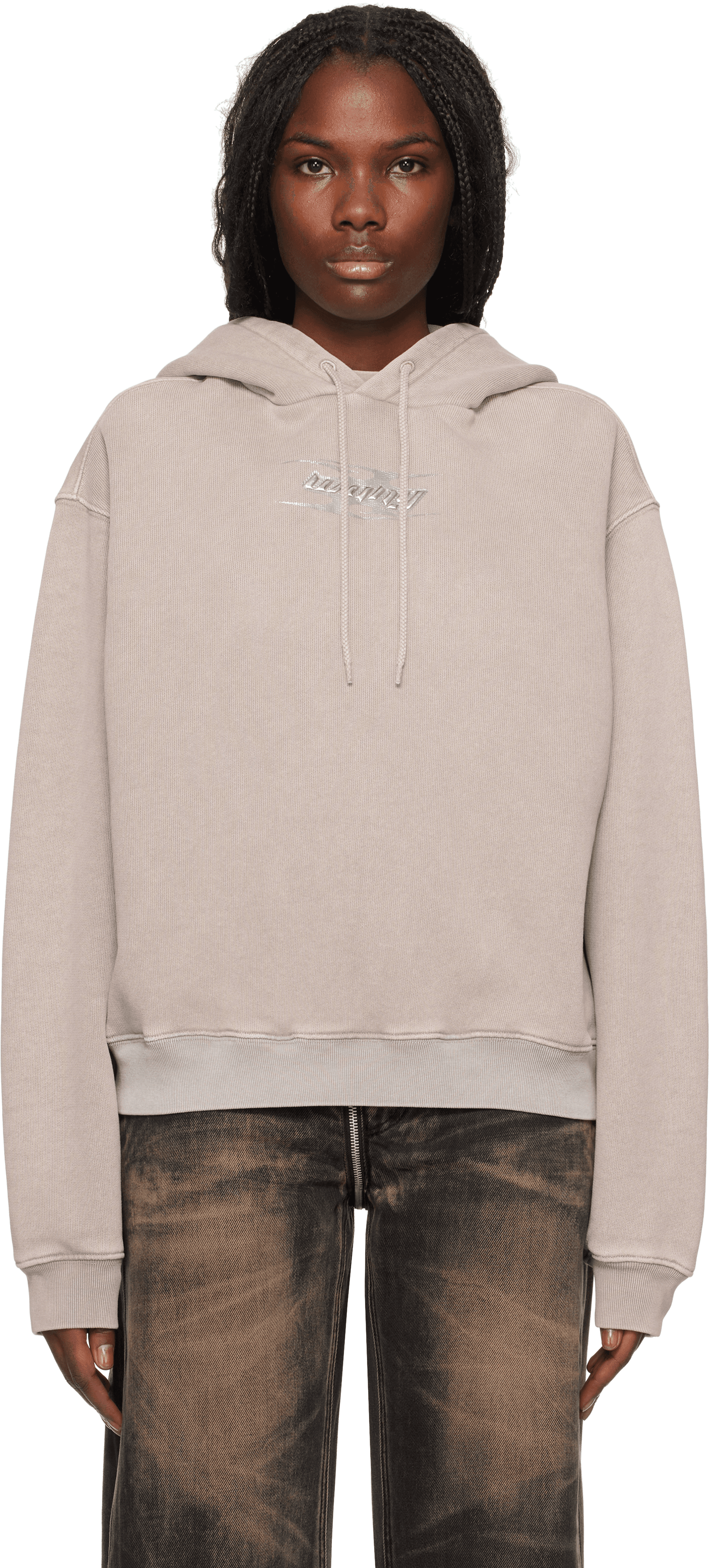 Taupe Blade Logo-Embossed Hoodie - Image 1