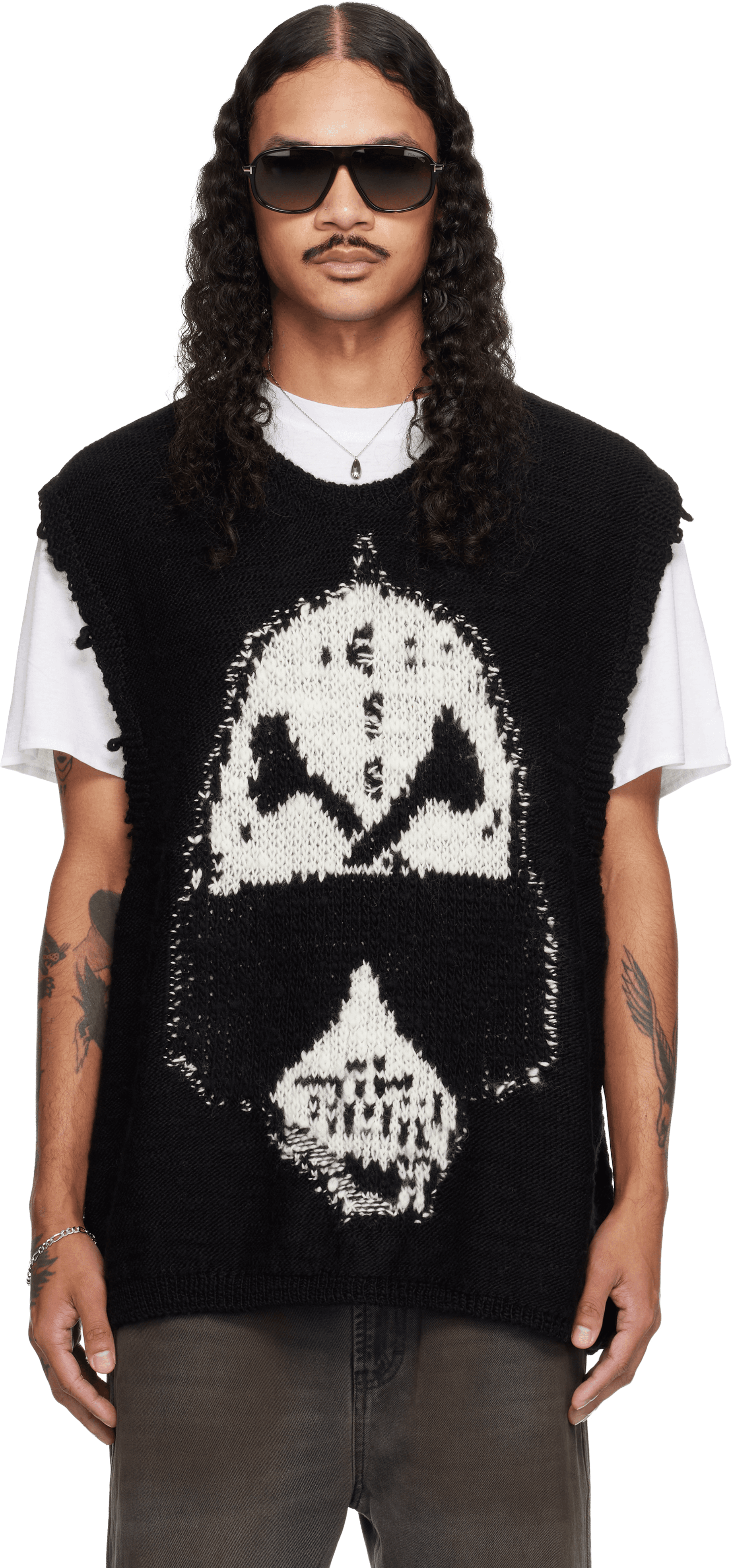Black Oversized Sweater Vest - Image 1
