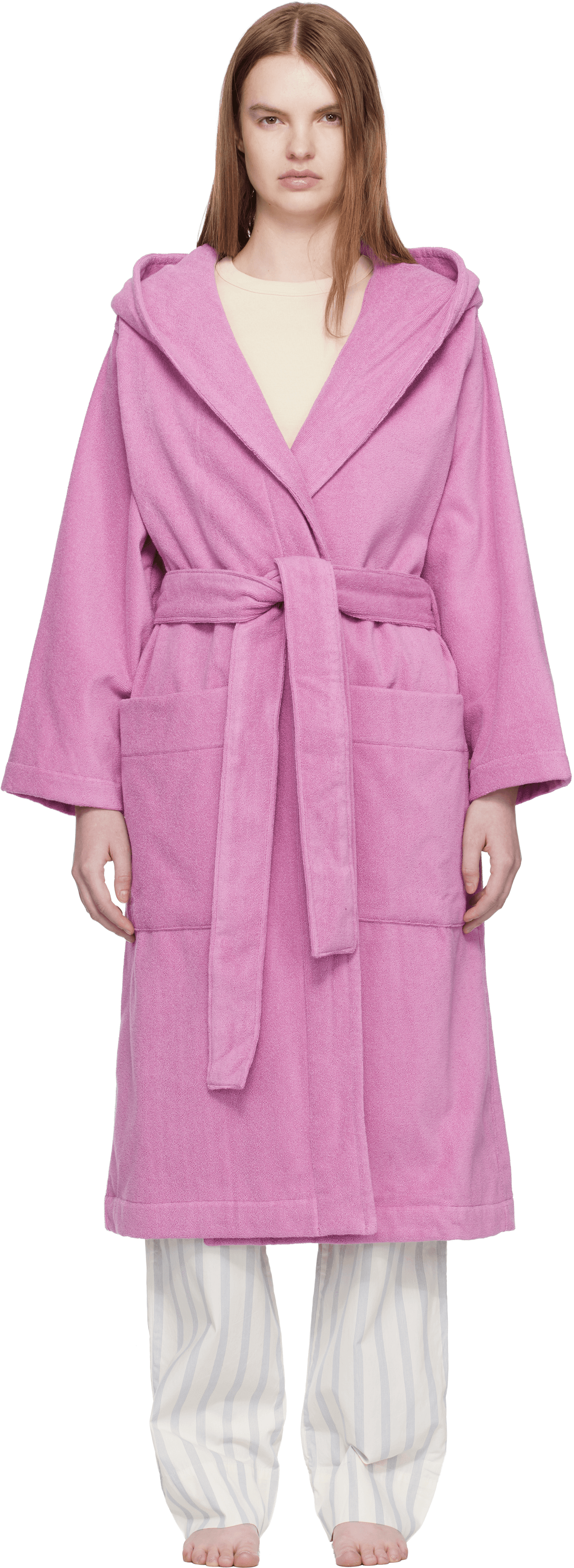 Pink Terry Hooded Bathrobe - Image 1