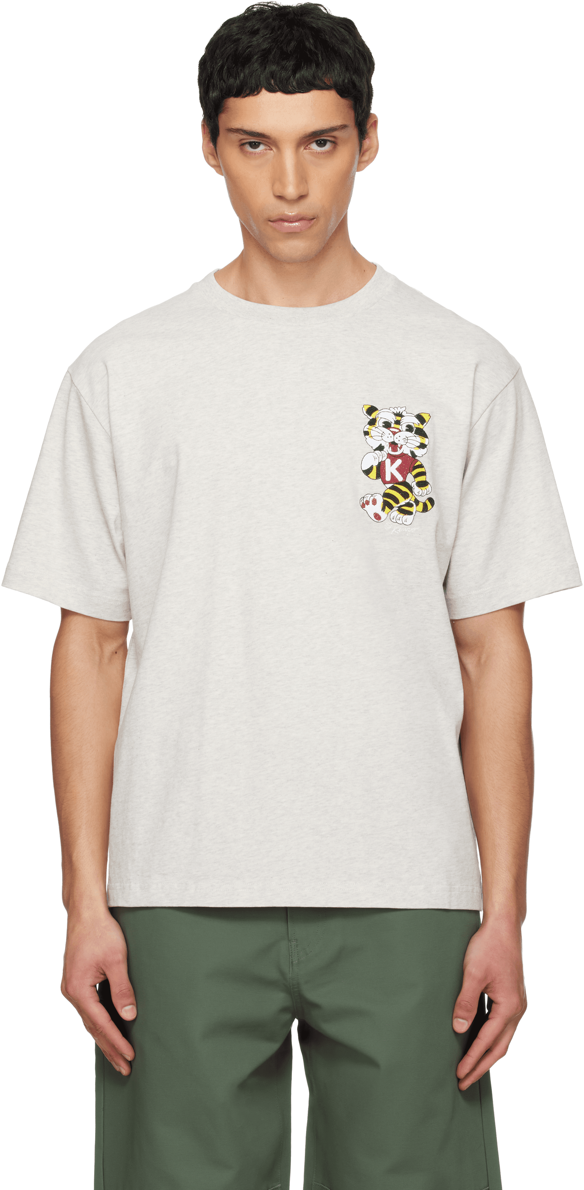 Gray Kenzo Paris 'KENZO Wild Tiger' Embroidered Oversized T-shirt - Image 1