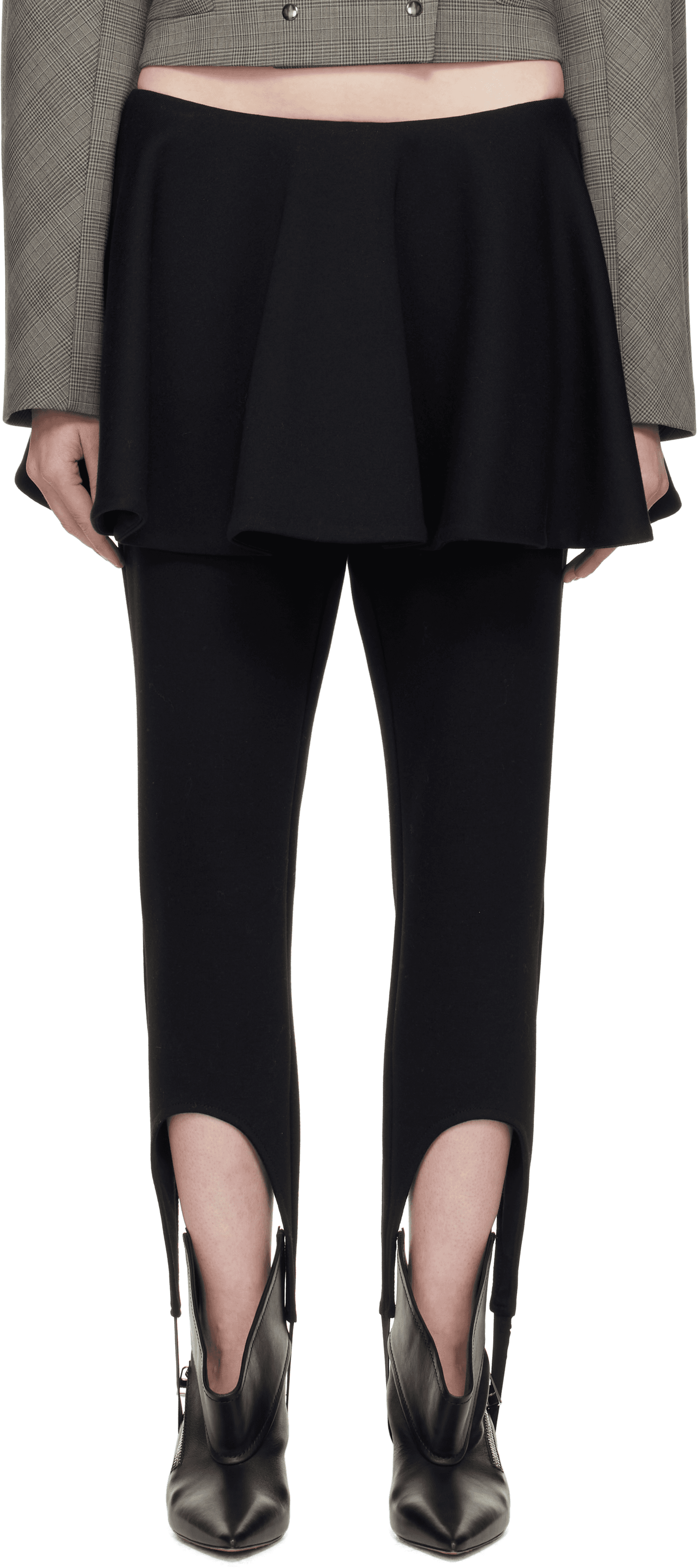 Black Ashlyn Stirrup Skirt Leggings - Image 1