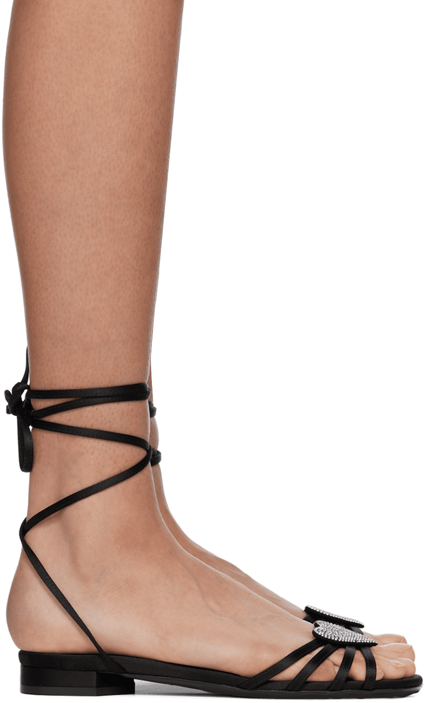 Black Kaia Flat Sandals - Image 1