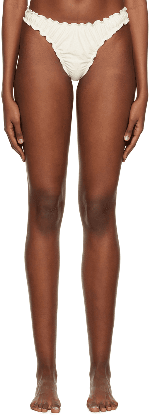 SSENSE Exclusive Off-White Frilled Bikini Bottoms - Image 1