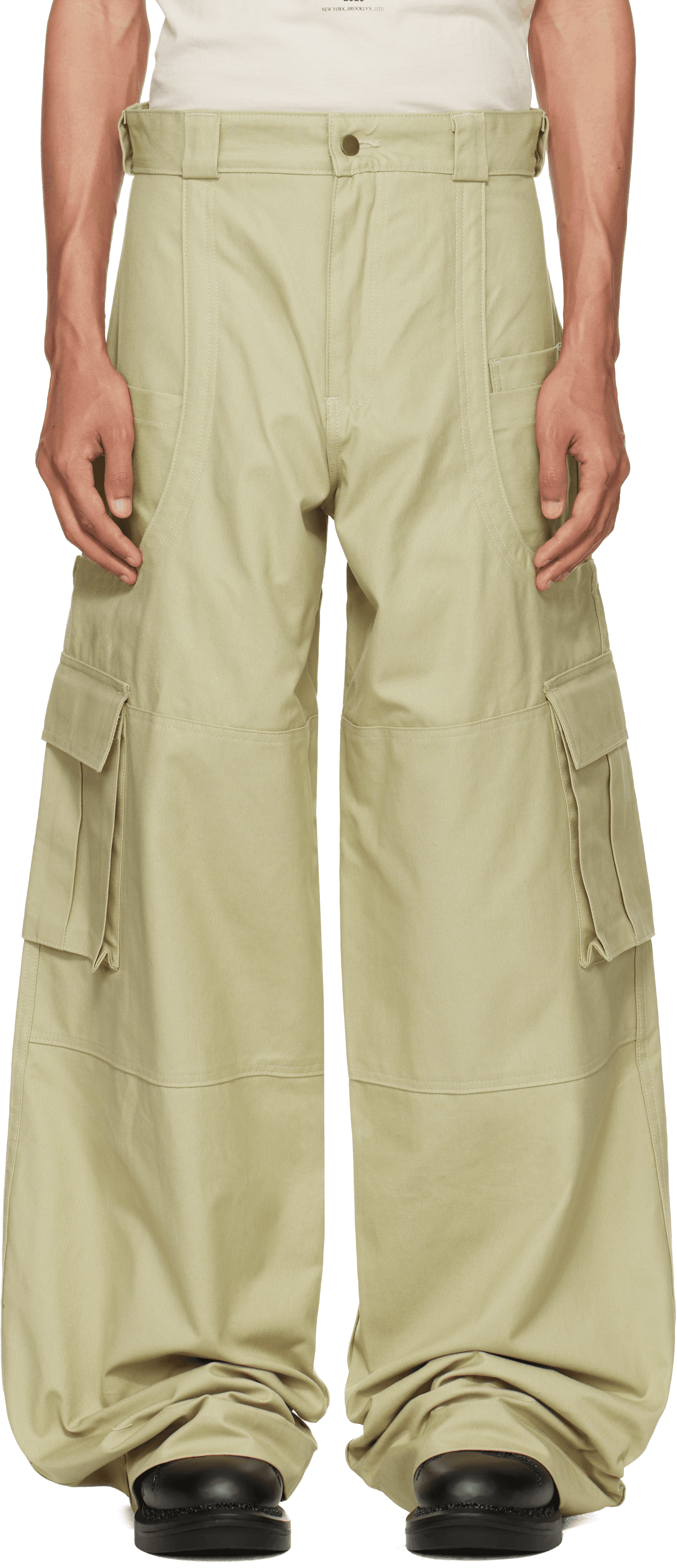 Beige Wide Leg Cargo Pants - Image 1