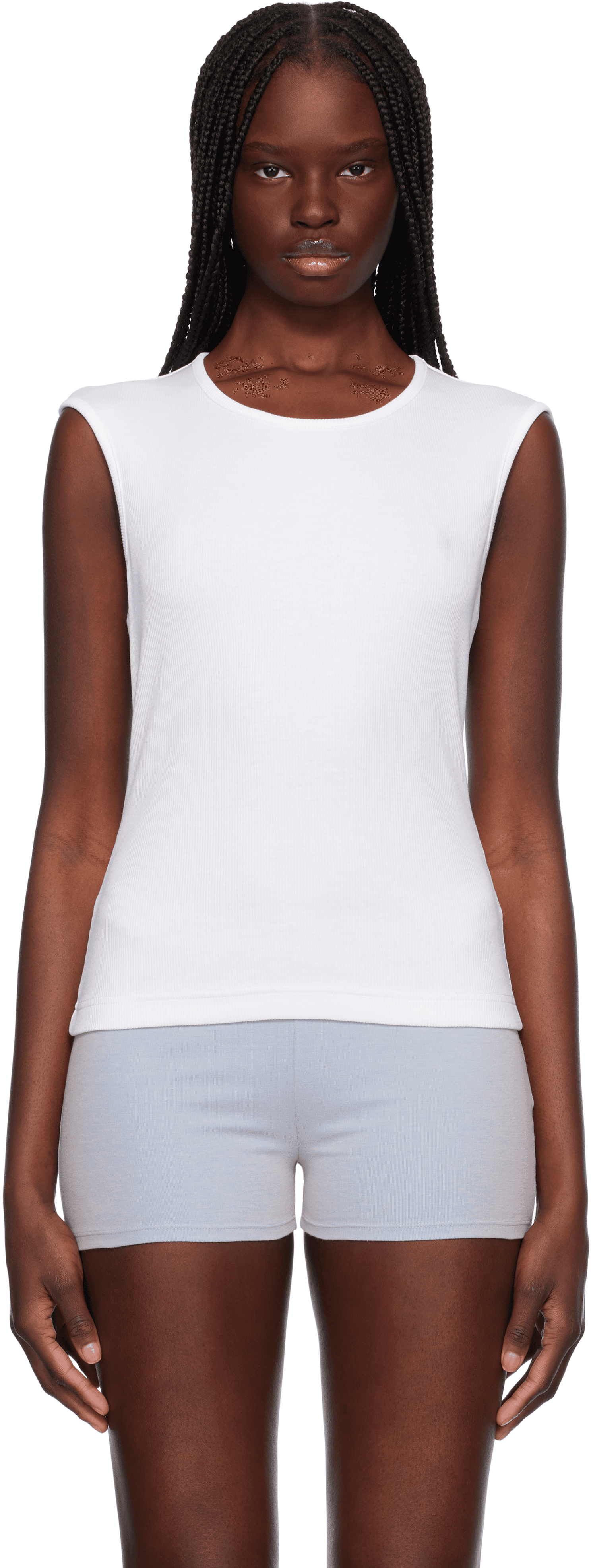 White Rib Vest T-shirt - Image 1