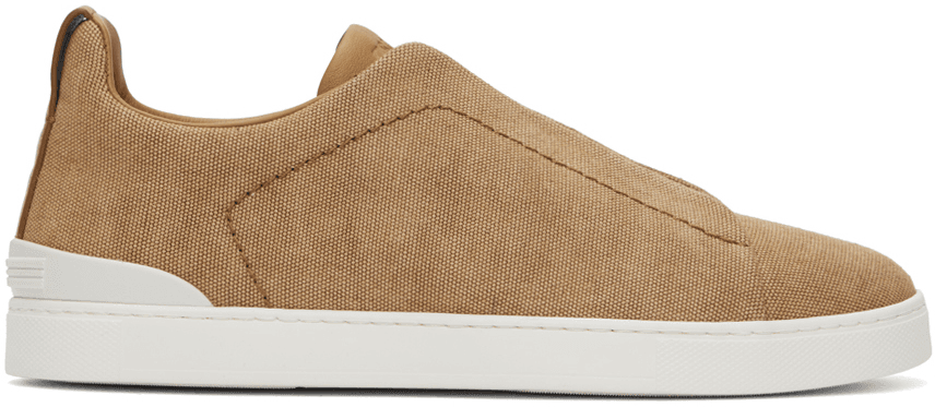 Tan Canvas Triple Stitch Sneakers - Image 1