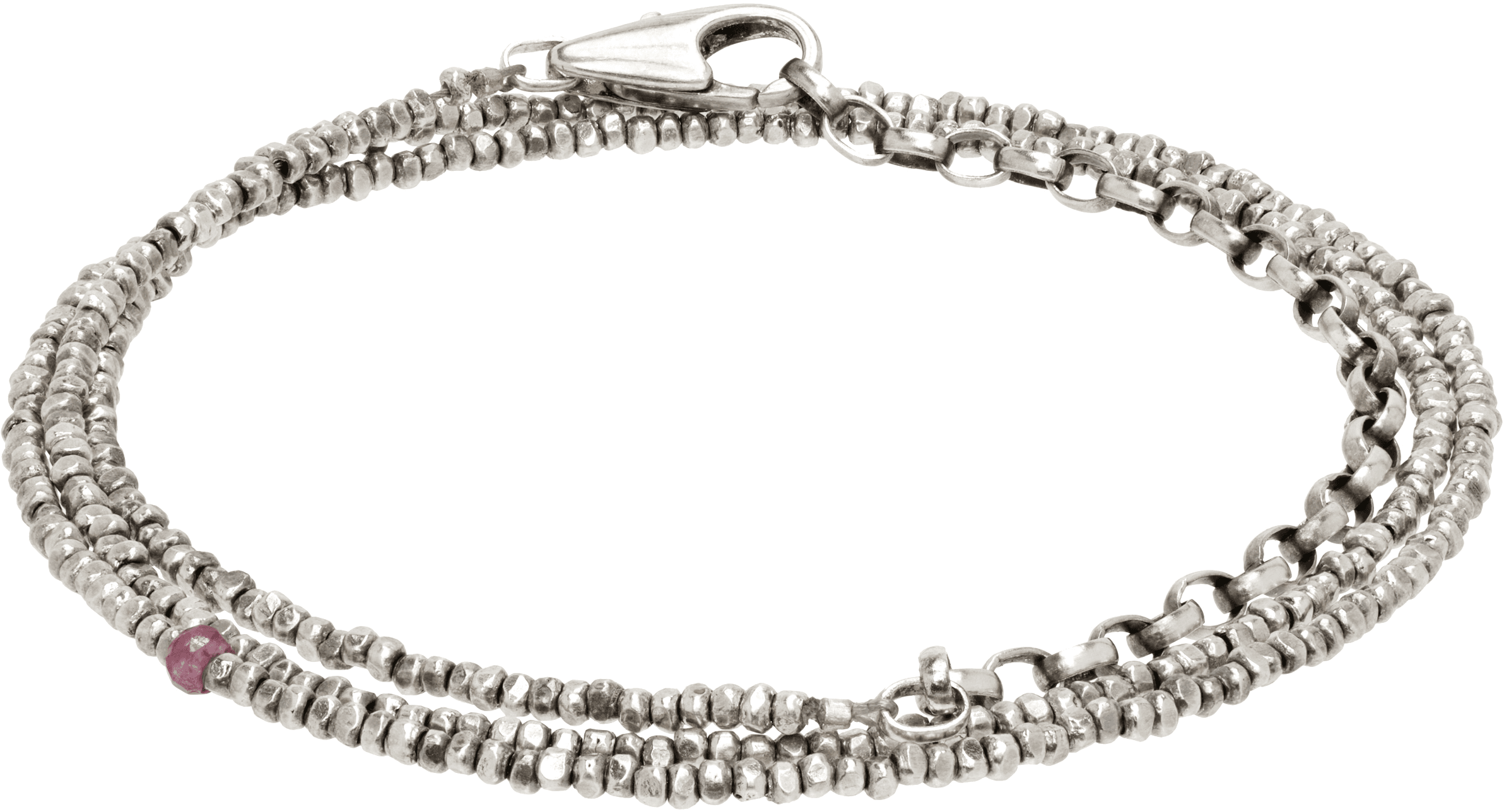 Beaded Sterling Chips Multi Wrap Convertible Bracelet - Image 1