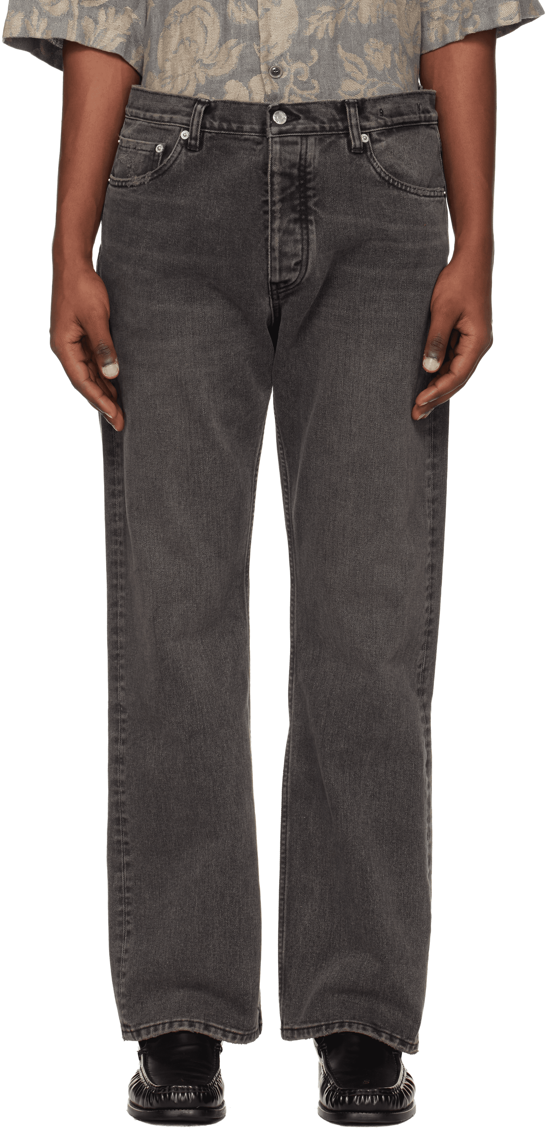 Black Relaxed Bootcut Jeans - Image 1