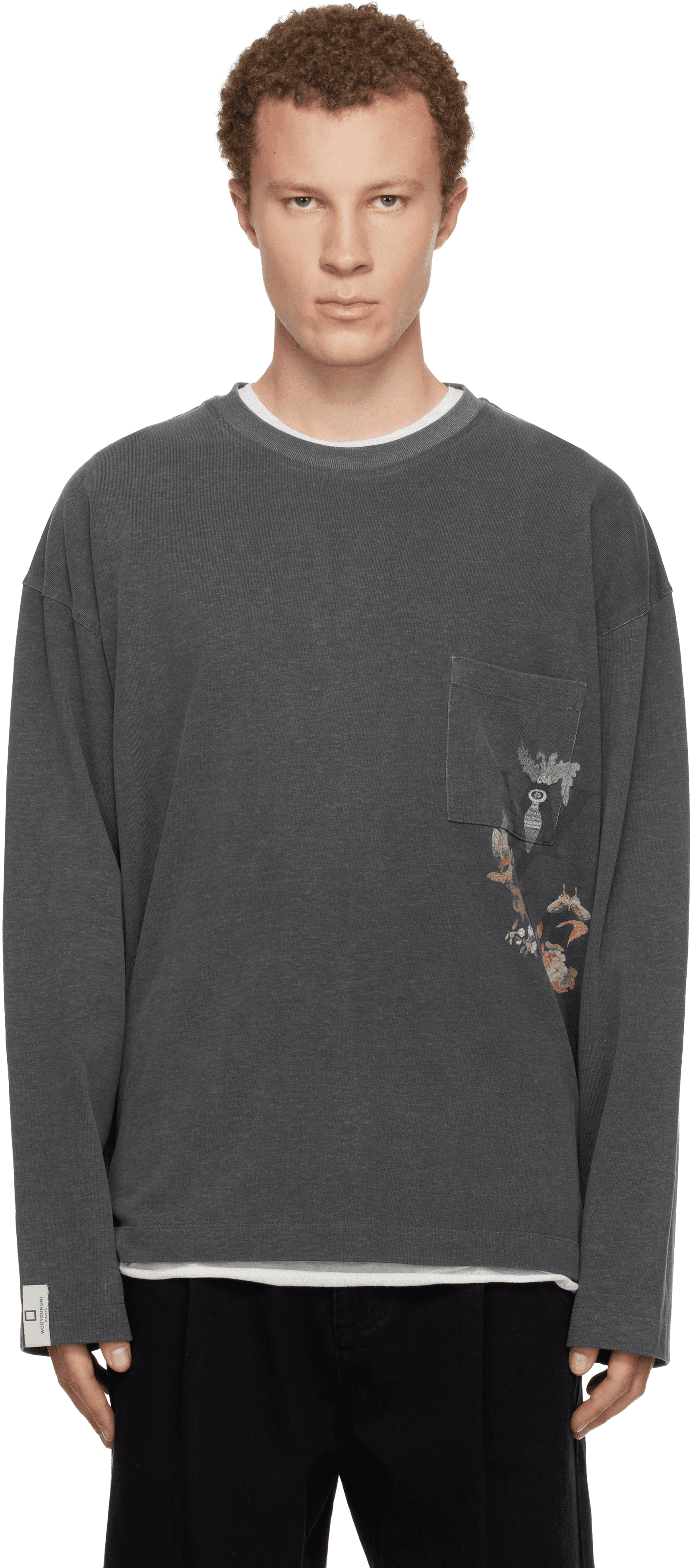 Gray Minhwa Logo Long Sleeve T-shirt - Image 1