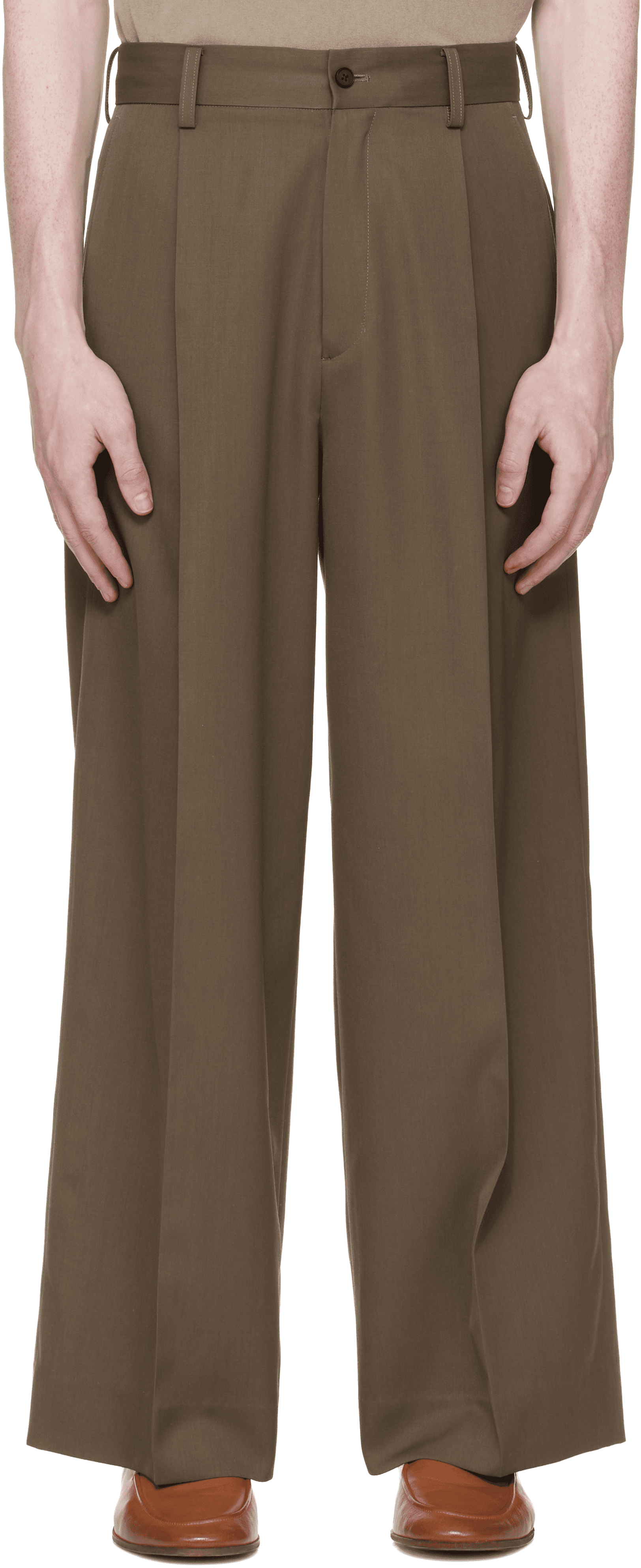 Taupe Extra Wide Trousers - Image 1