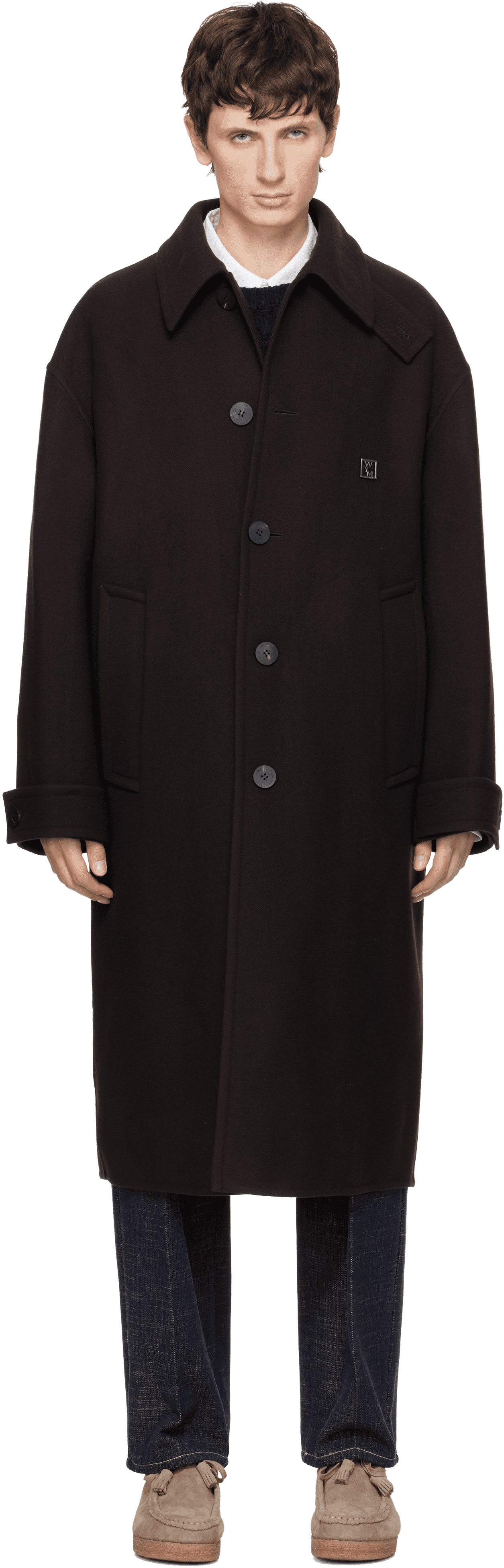 Brown Wool Blend Mac Coat - Image 1