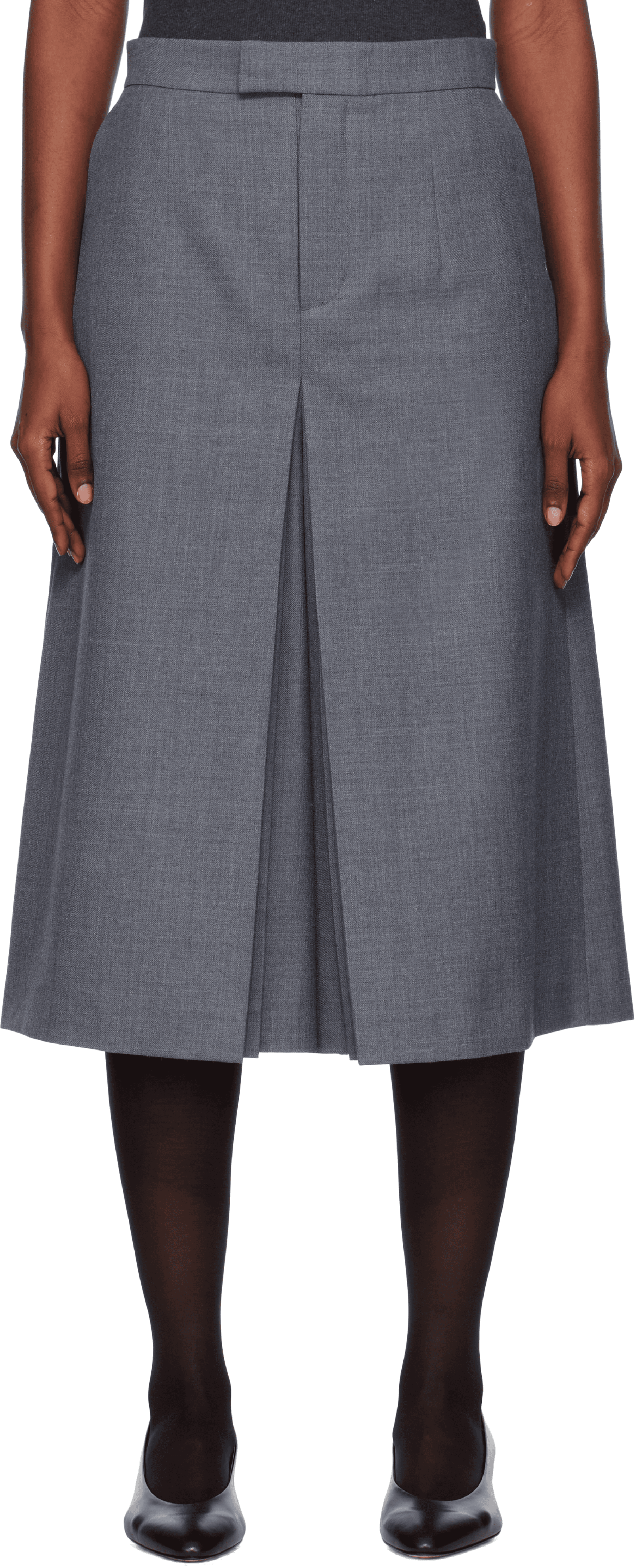 Gray Pleated Culottes Trousers - Image 1